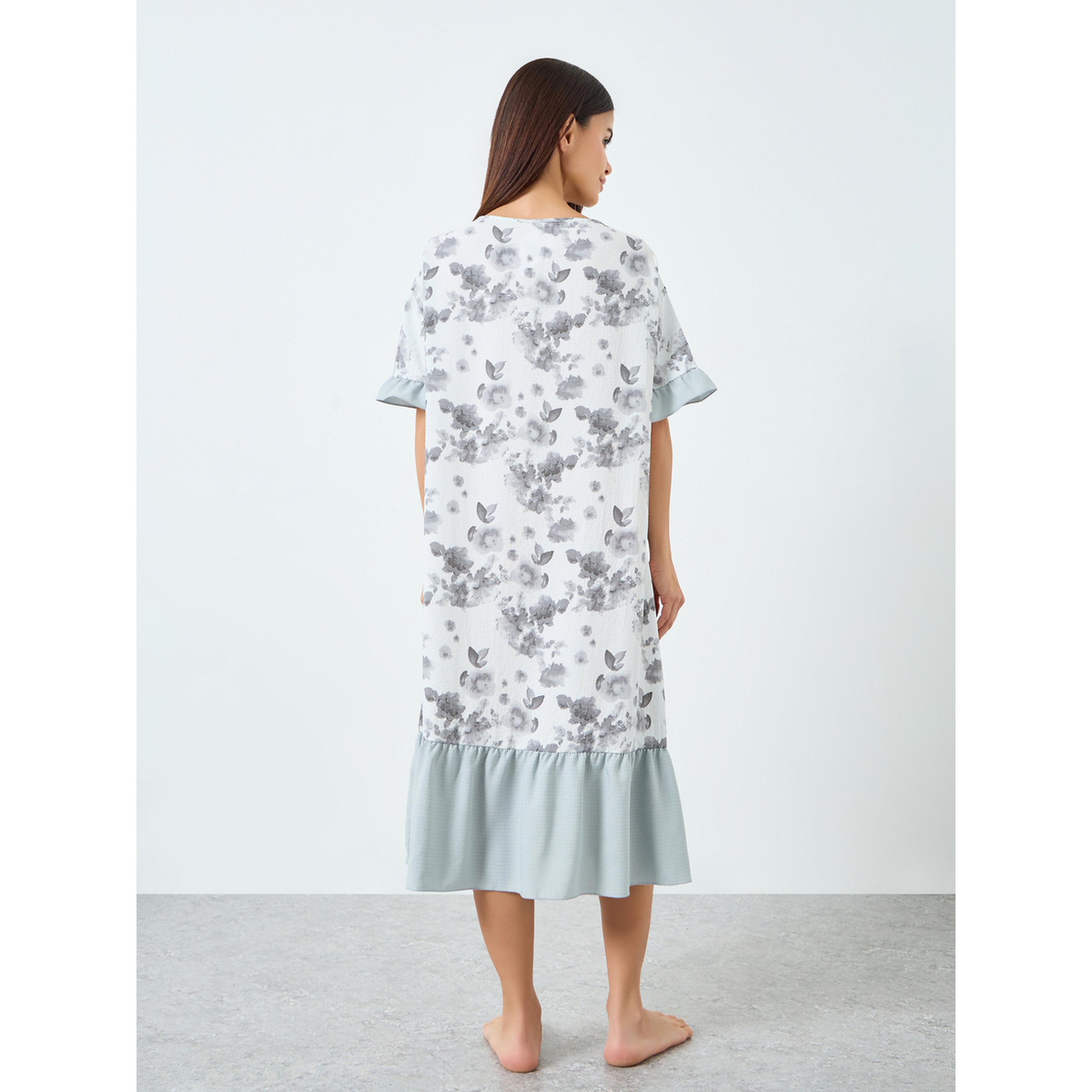 قميص نوم ميدي بأكمام قصيرة وطبعة زهور-women-clothing-nightwear-nighties-image-3