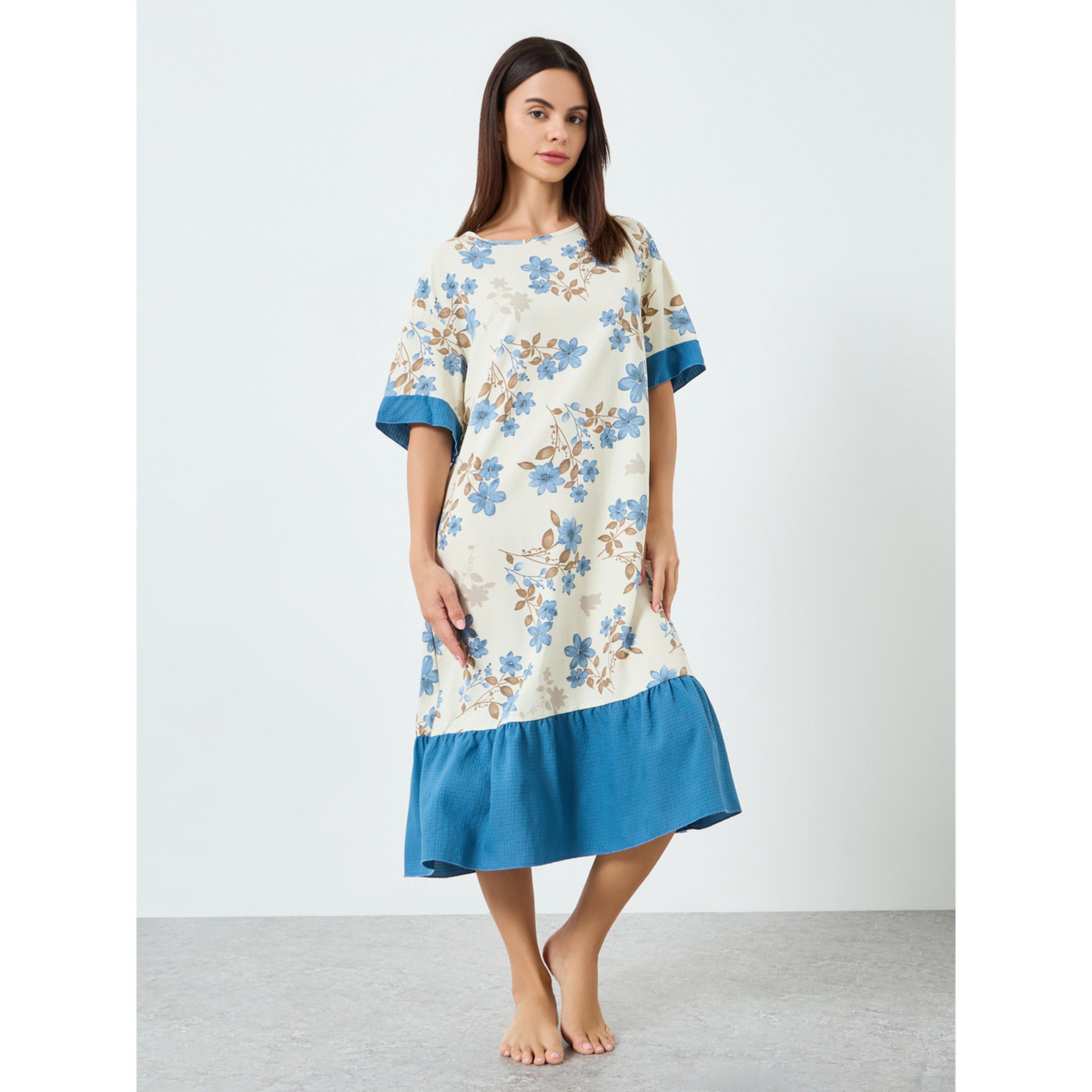 Take Two Women Floral Printed Short Sleeve Midi Nightdress-women-clothing-nightwear-nighties-image-1