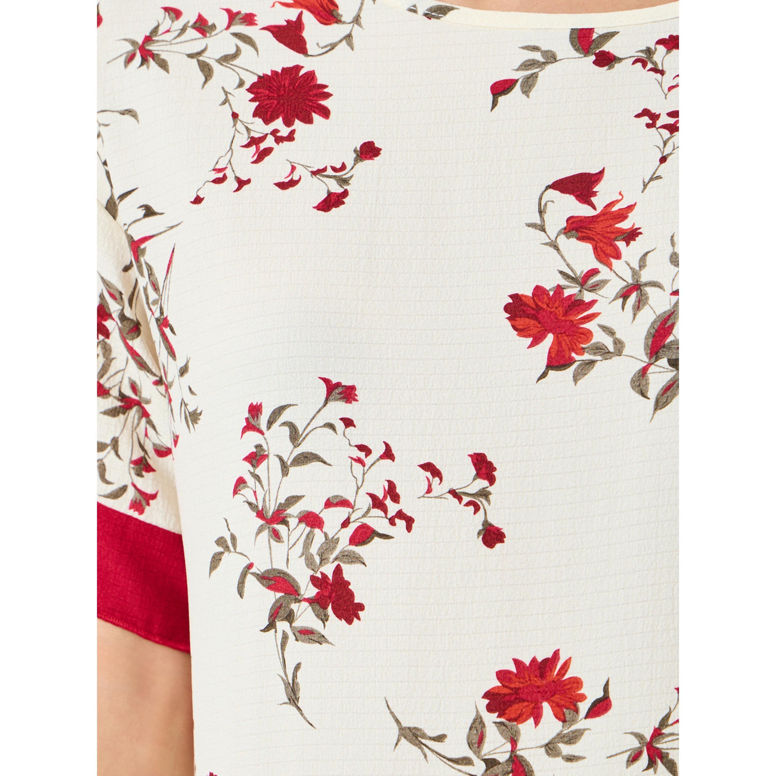 قميص نوم ميدي بأكمام قصيرة وطبعة زهور-women-clothing-nightwear-nighties-image-4