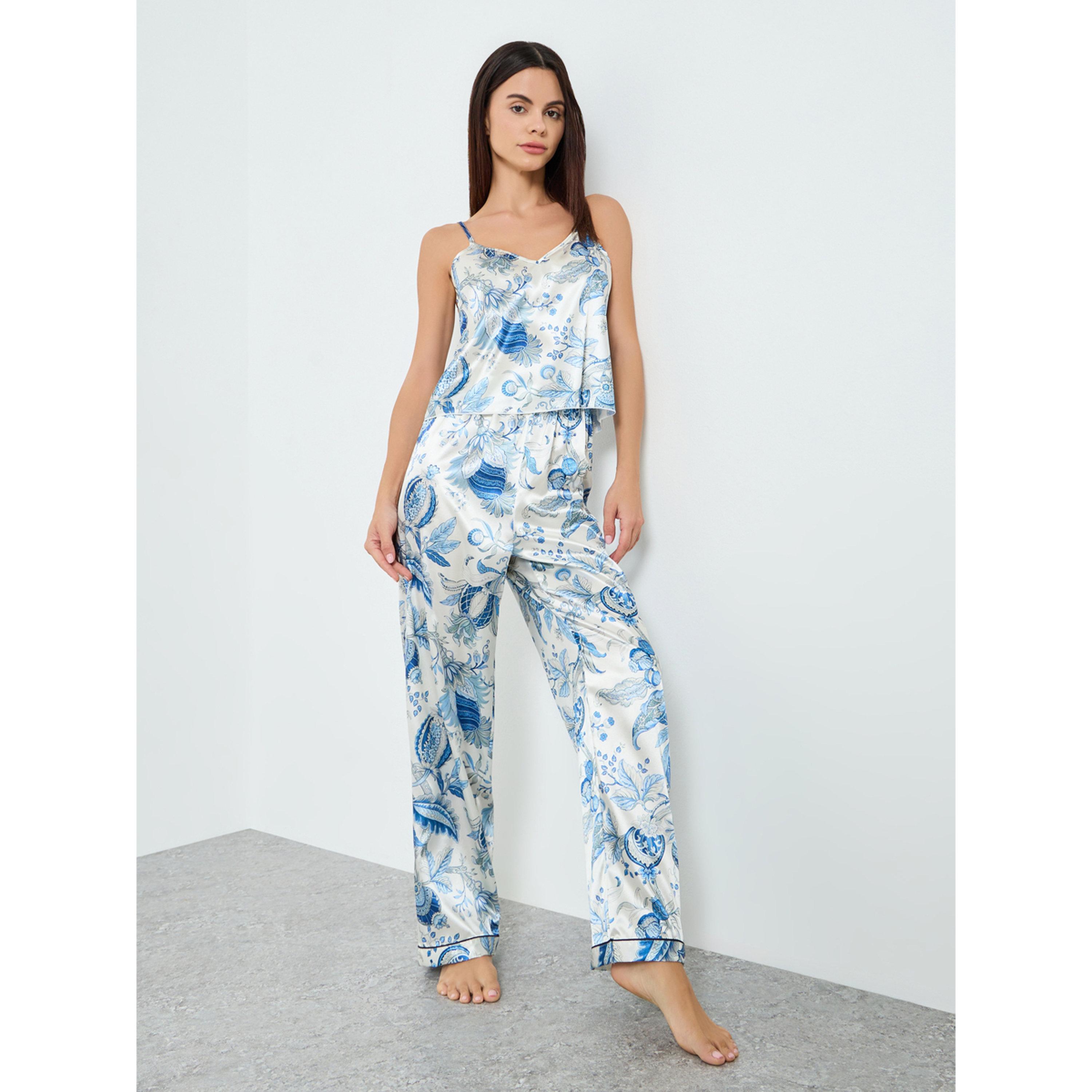 طقم بيجاما وبلوزة كامي بطبعة زهور-women-clothing-nightwear-pyjamas-longsets-image-1