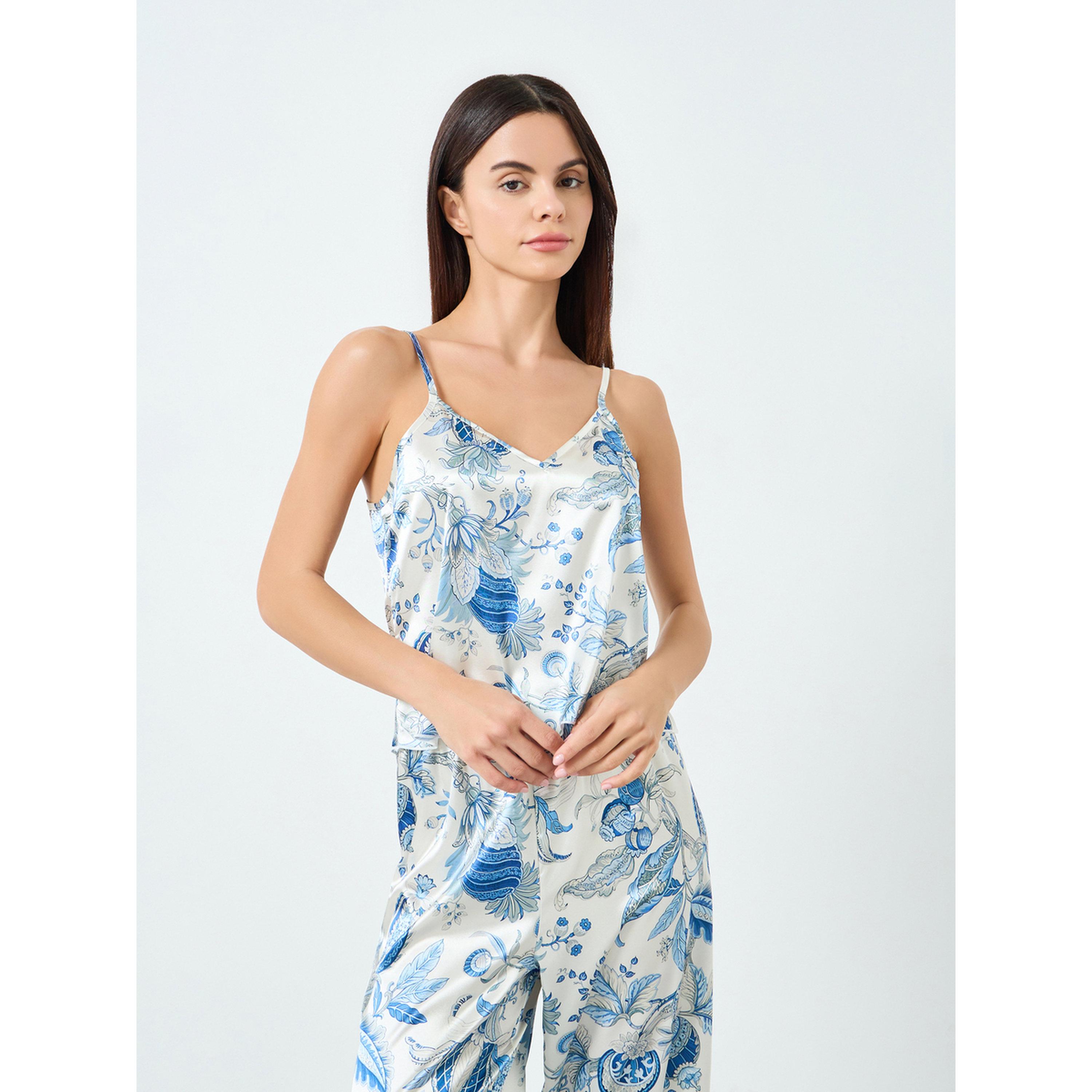طقم بيجاما وبلوزة كامي بطبعة زهور-women-clothing-nightwear-pyjamas-longsets-image-2