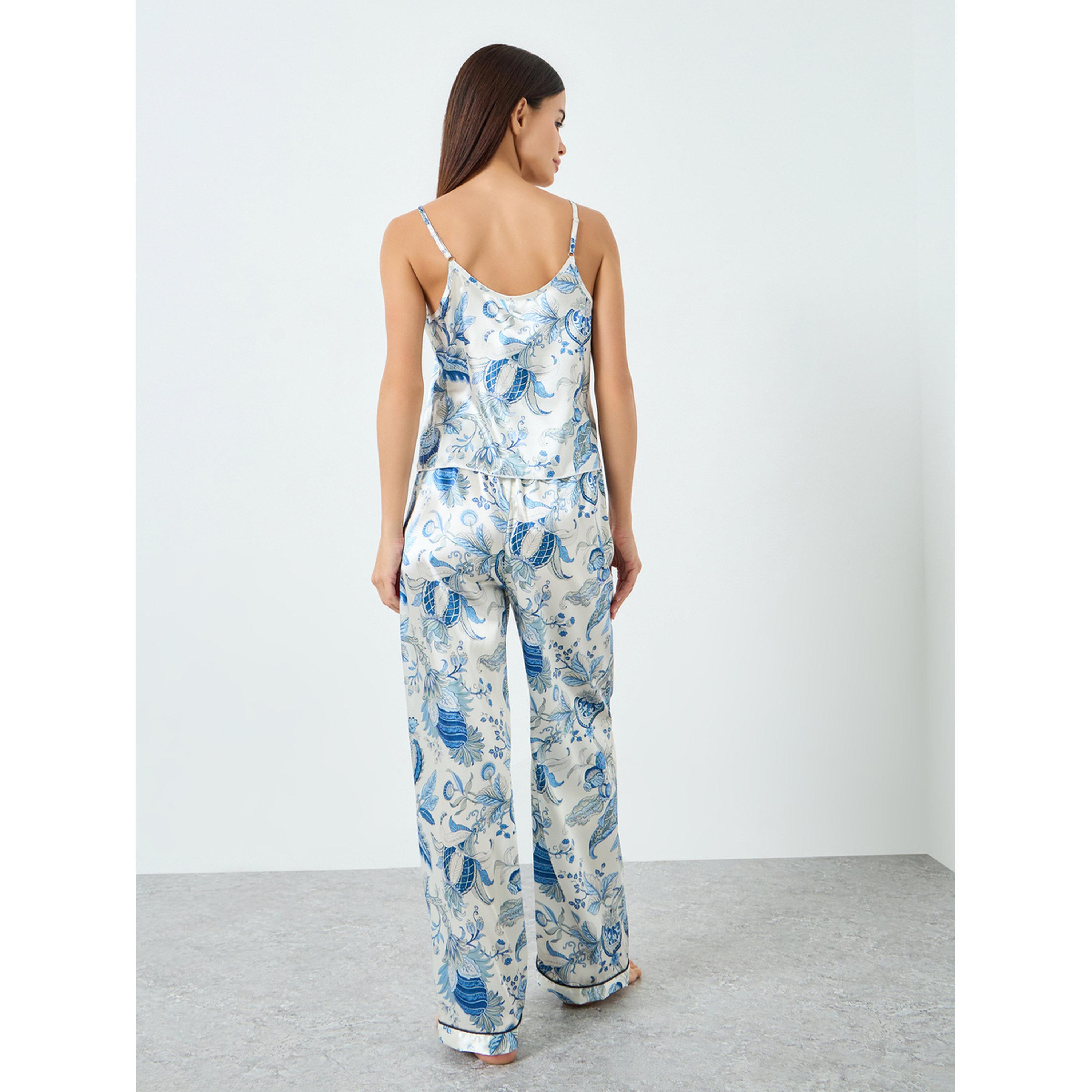 طقم بيجاما وبلوزة كامي بطبعة زهور-women-clothing-nightwear-pyjamas-longsets-image-3