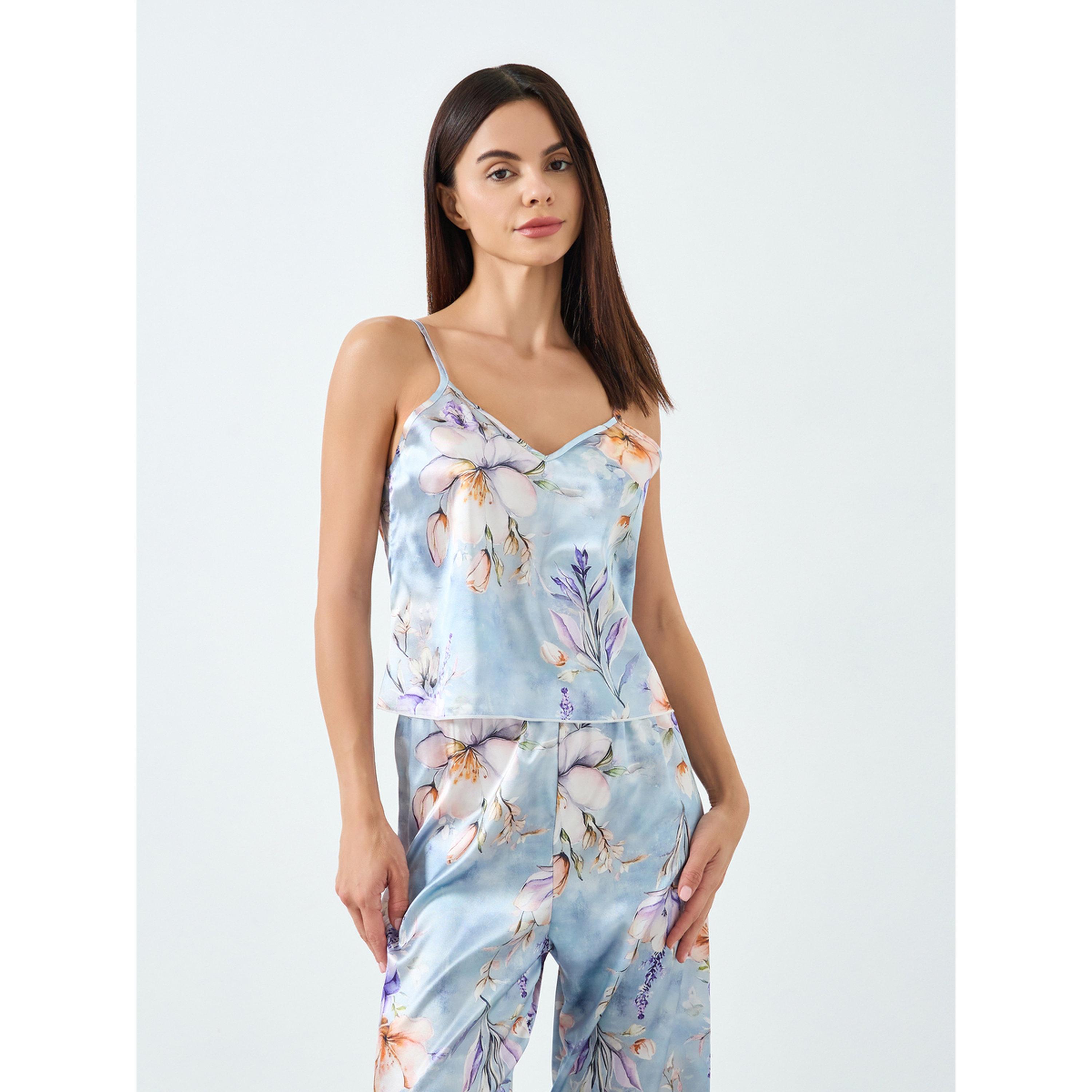 طقم بيجاما وبلوزة كامي بطبعة زهور-women-clothing-nightwear-pyjamas-longsets-image-2