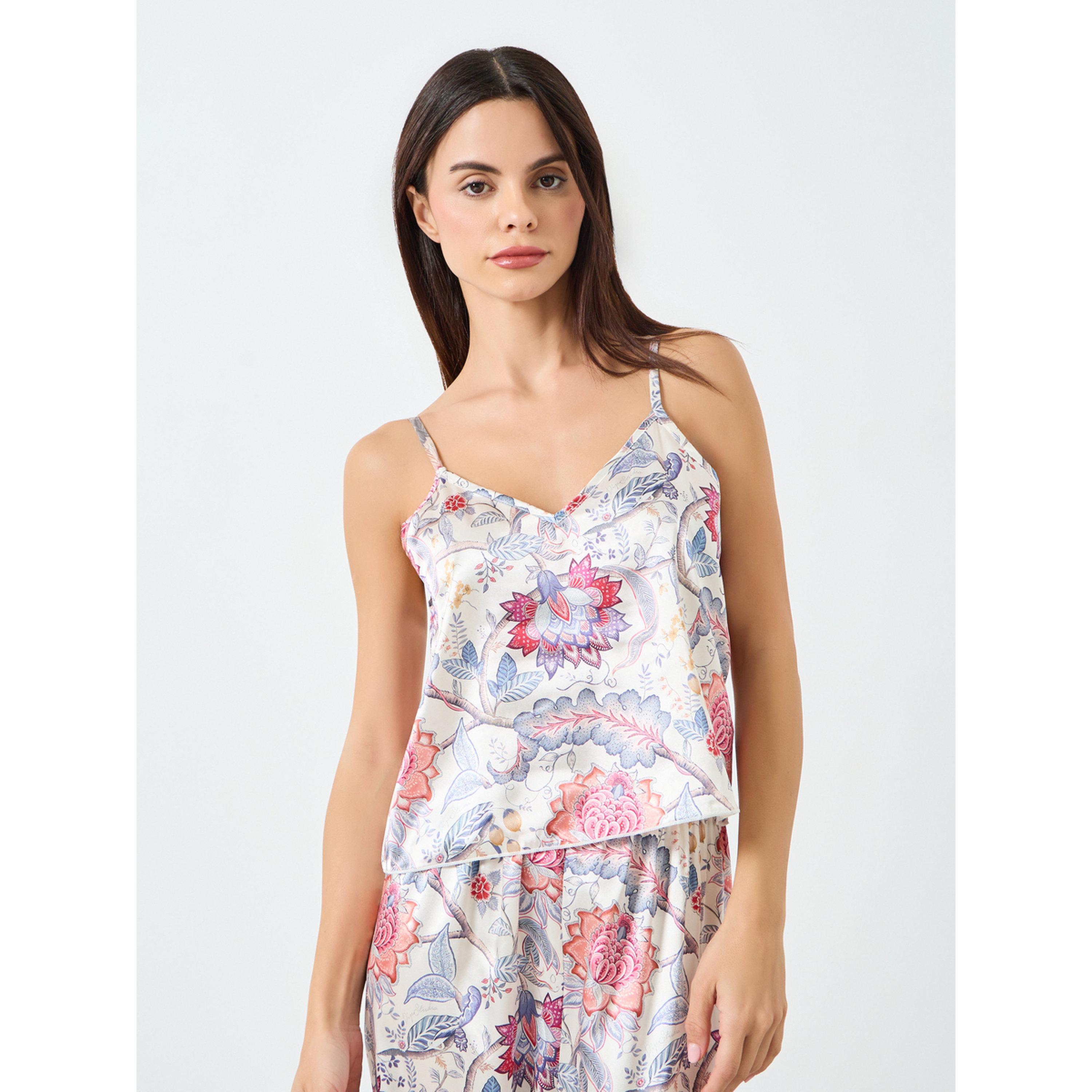 طقم بيجاما وبلوزة كامي بطبعة زهور-women-clothing-nightwear-pyjamas-longsets-image-3