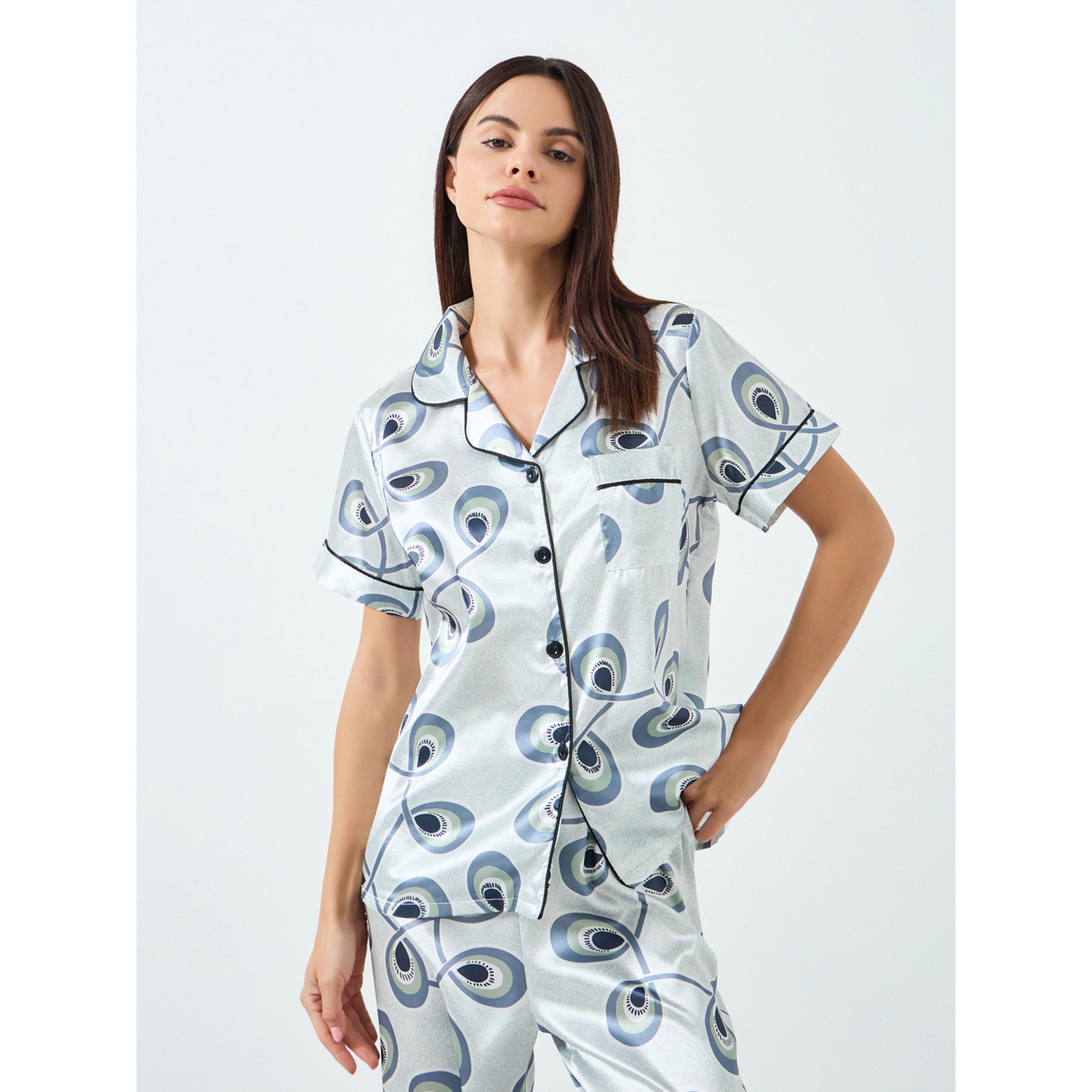 Take Two Women Graphic Printed Short Sleeve Shirt and Pyjama Set-women-clothing-nightwear-pyjamas-longsets-image-2