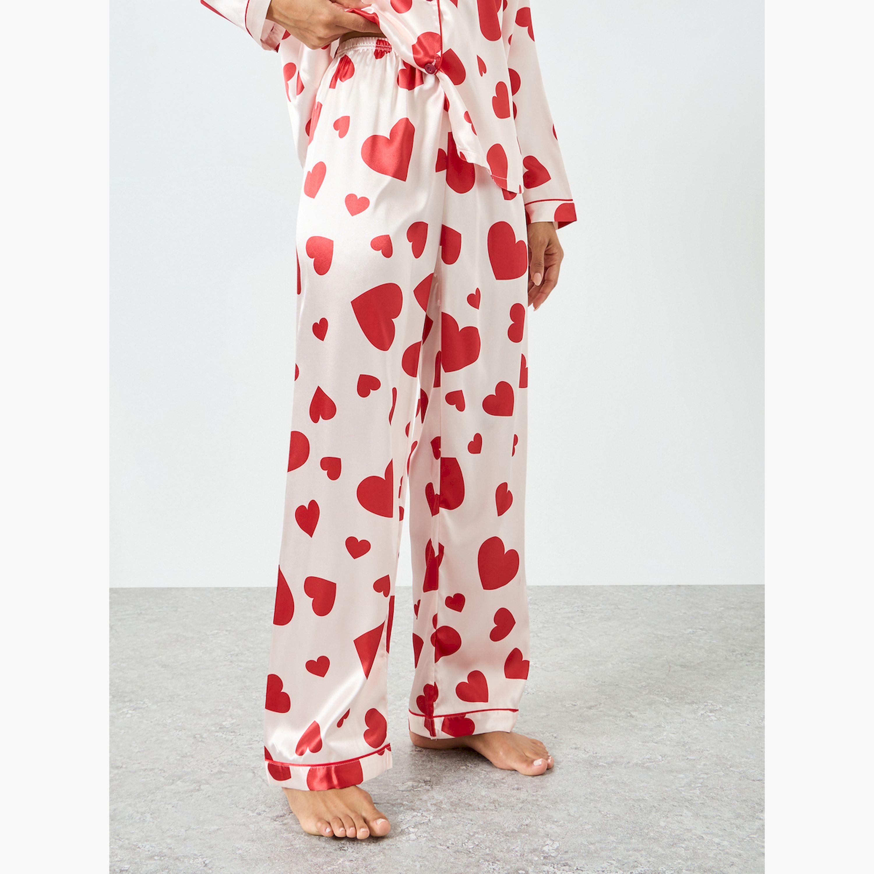 Take Two Light Pink Heart Print Shirt and Pyjama Set-women-clothing-nightwear-pyjamas-longsets-image-5