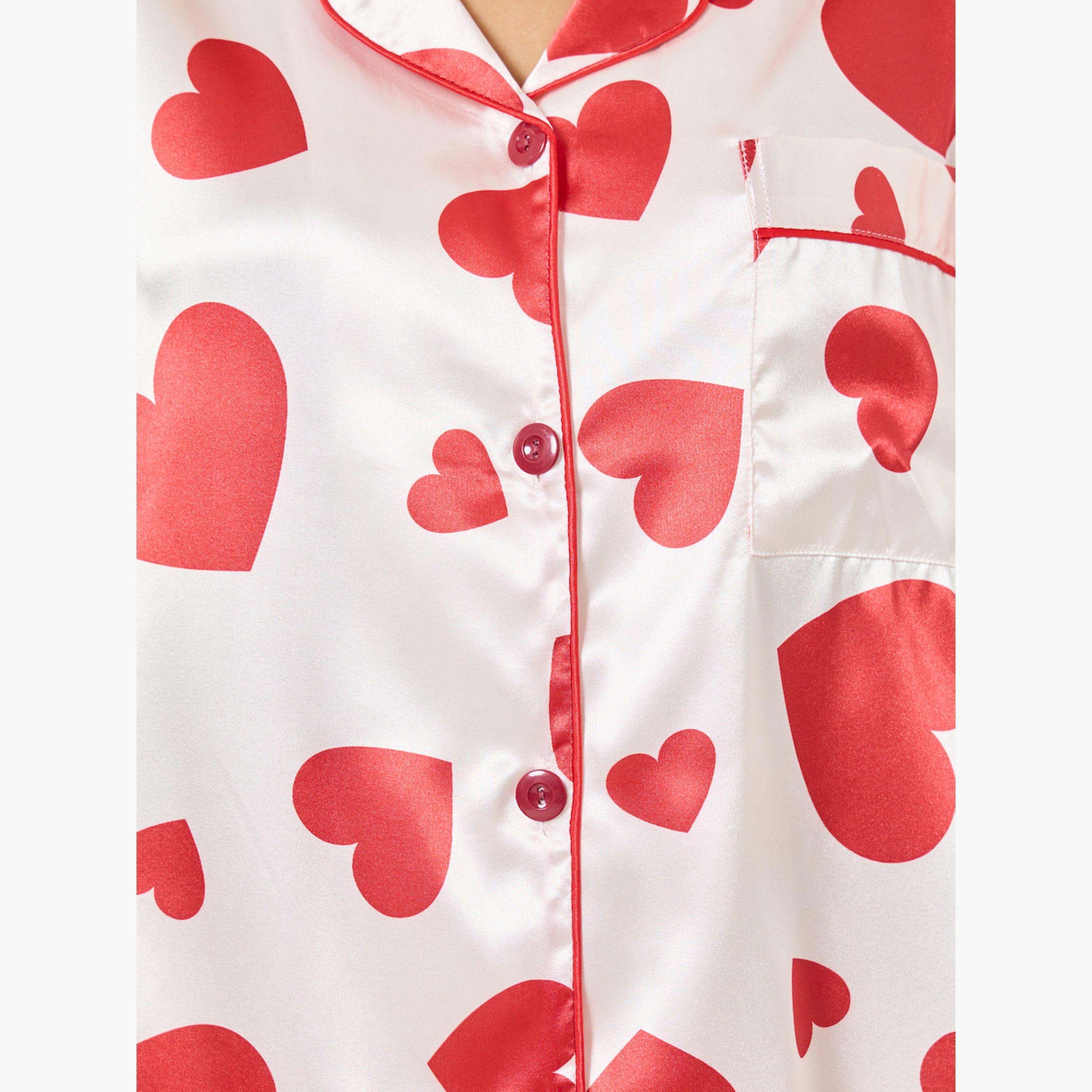 Take Two Light Pink Heart Print Shirt and Pyjama Set-women-clothing-nightwear-pyjamas-longsets-image-6