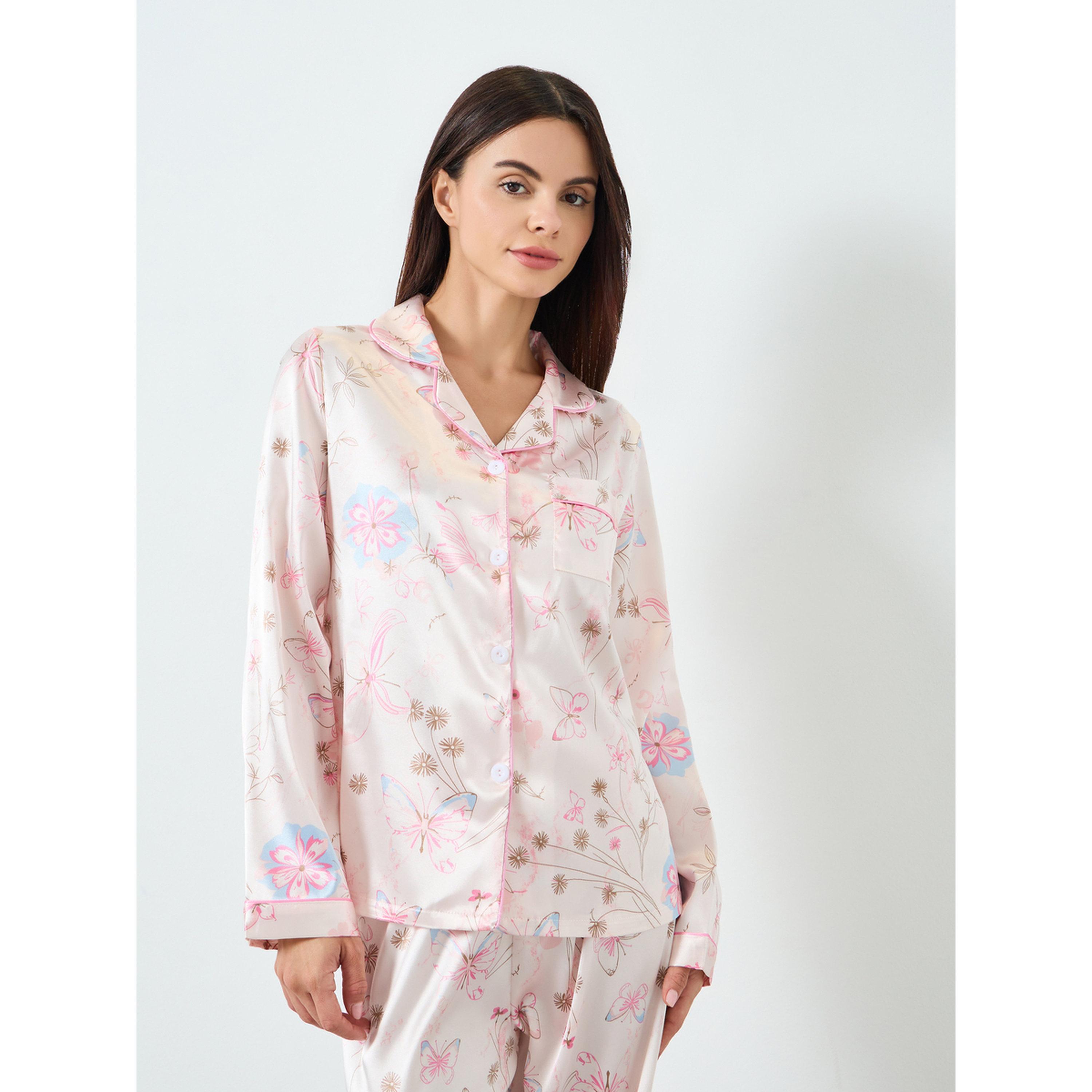 Take Two Women Satin Floral Printed Shirt and Pyjama Set-women-clothing-nightwear-pyjamas-longsets-image-2
