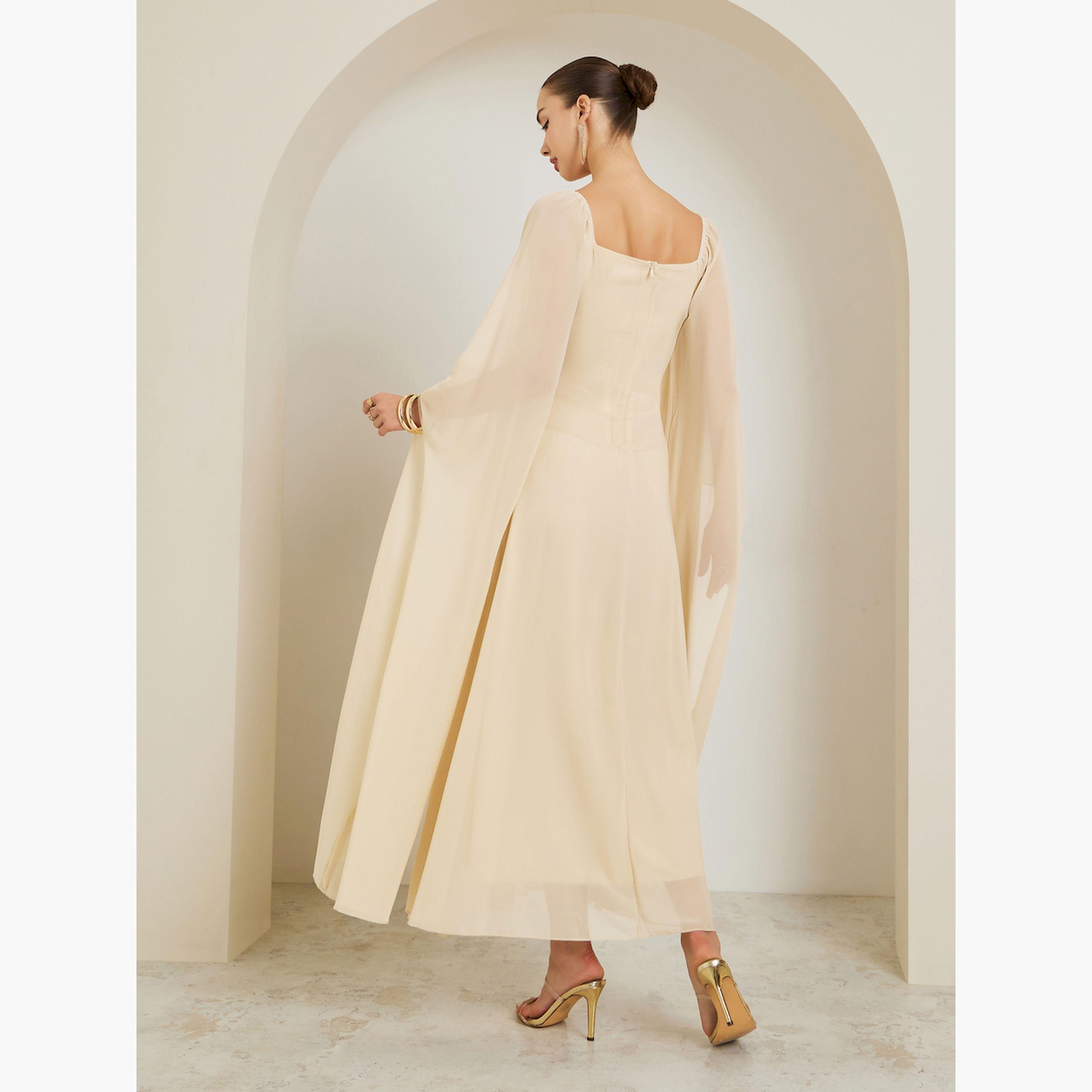 فستان طويل بأكمام كيب مزينة-women-clothing-dresses-image-4