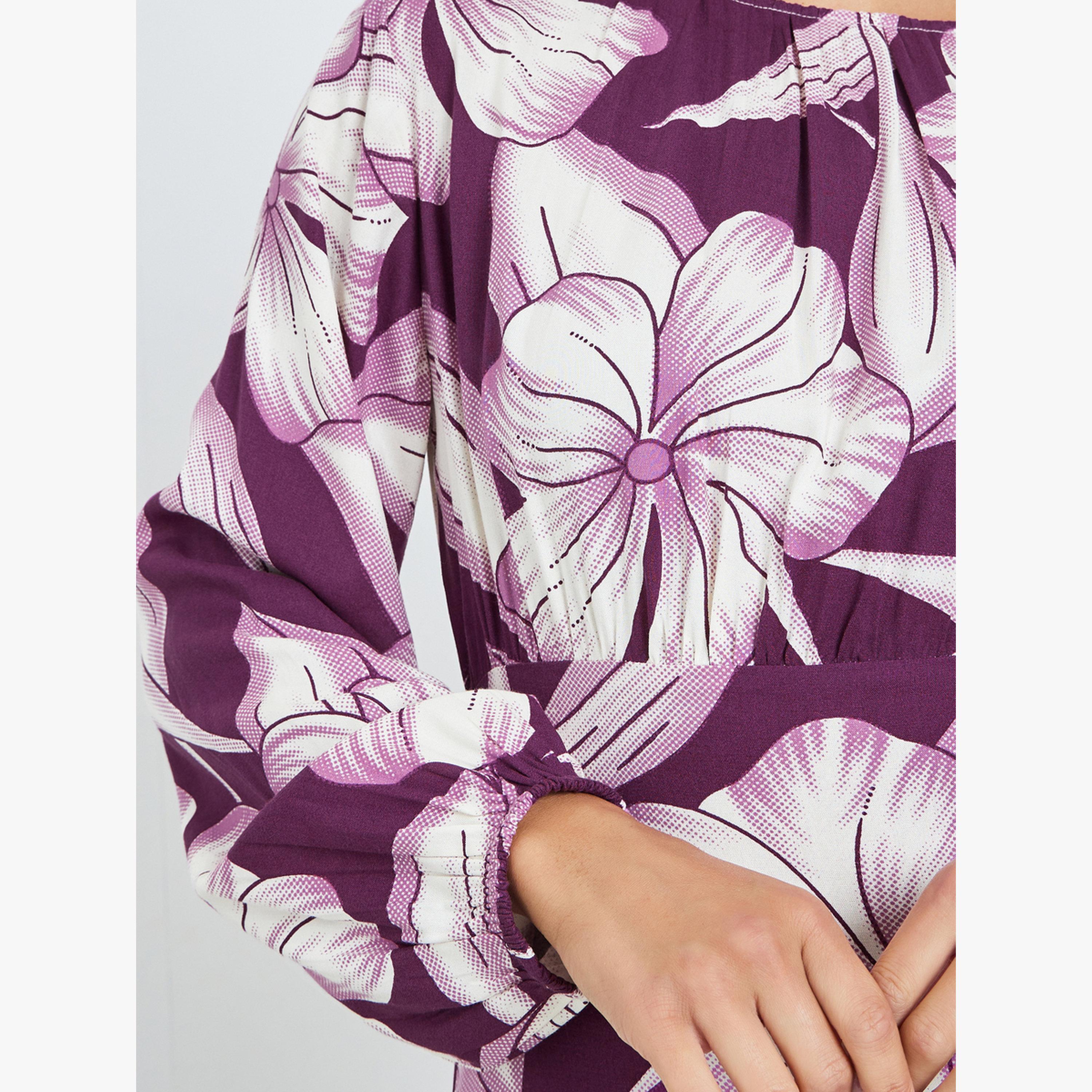 فستان ميدي بطبعة زهور وأكمام قصيرة-women-clothing-dresses-image-6