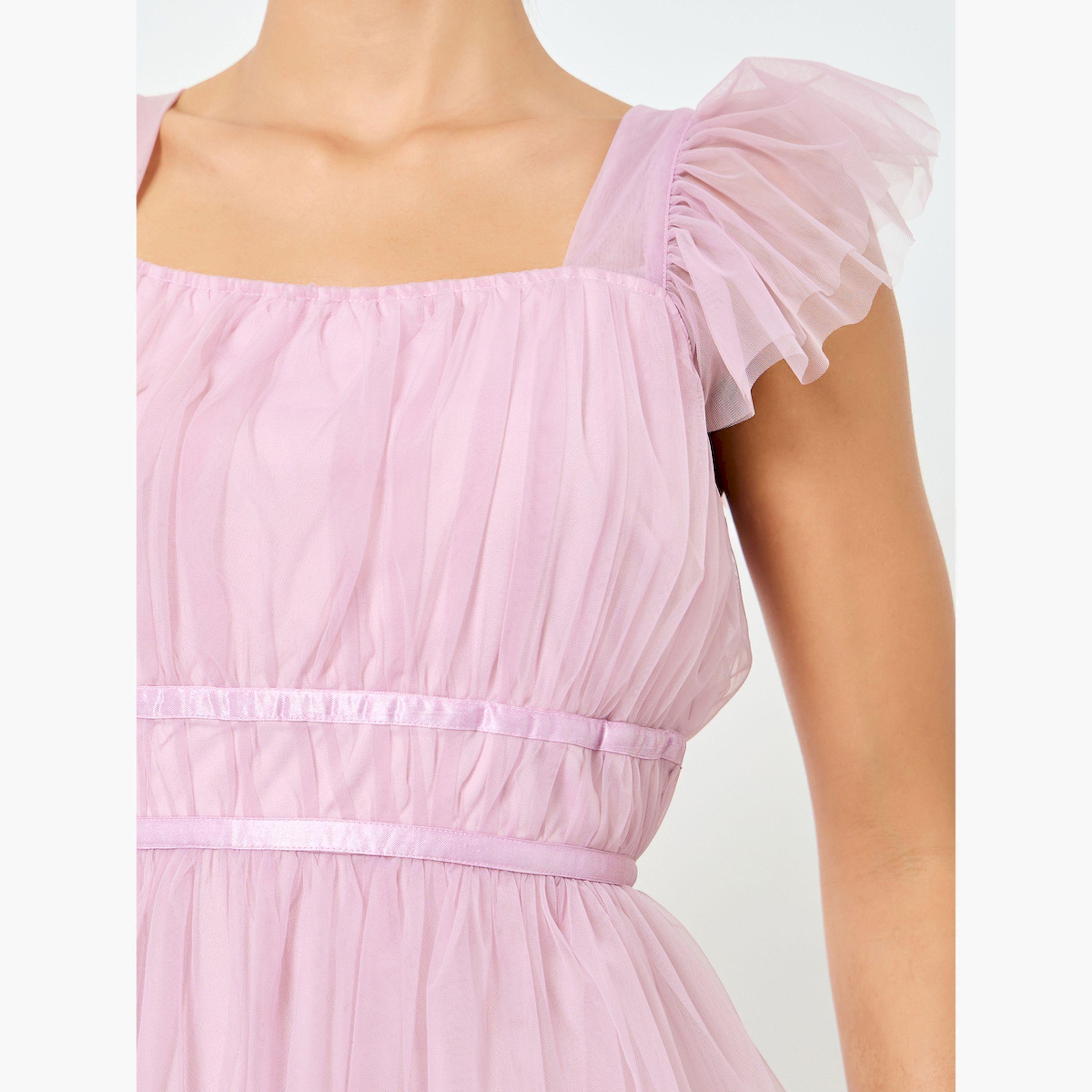 Styli Lilac Ruffled Sleeves Mesh Tiered Maxi Dress-women-clothing-dresses-image-4