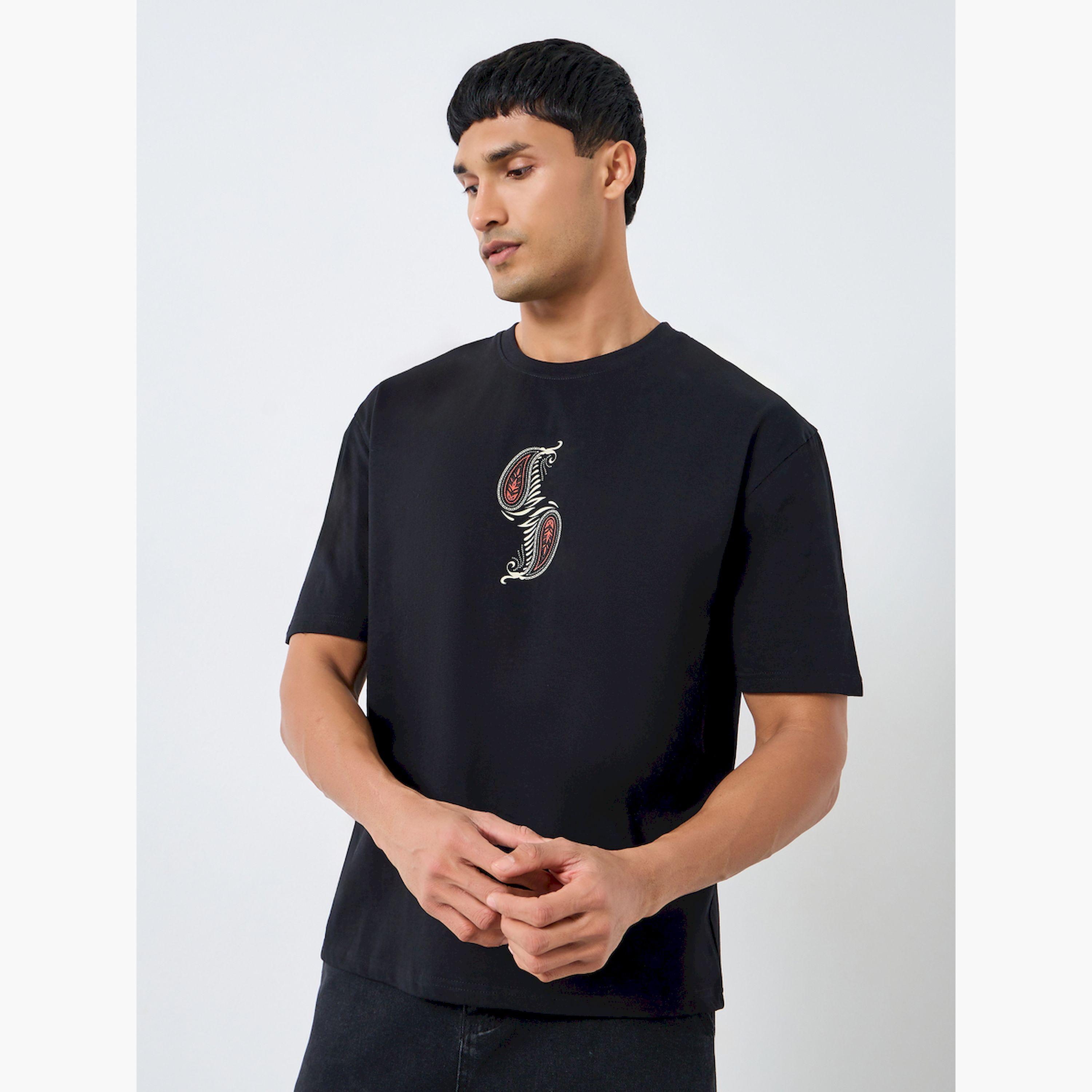 Styli Men Black Graphic Print Oversized T-Shirt-men-clothing-tshirtsandpolos-tshirts-image-1