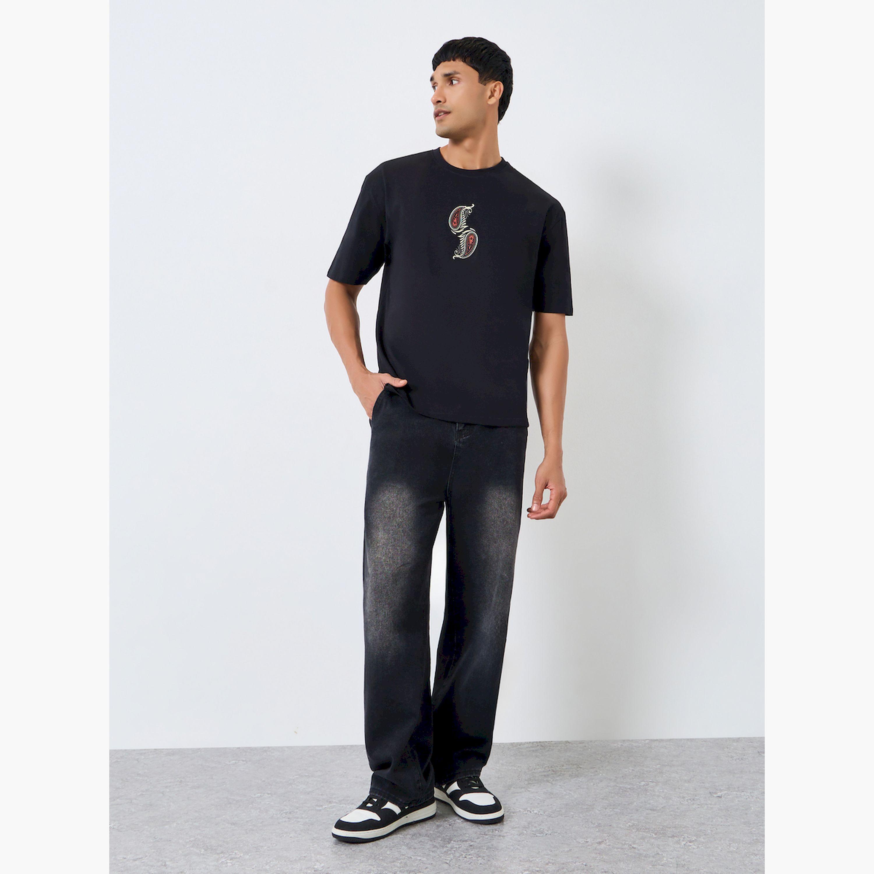 Styli Men Black Graphic Print Oversized T-Shirt-men-clothing-tshirtsandpolos-tshirts-image-2