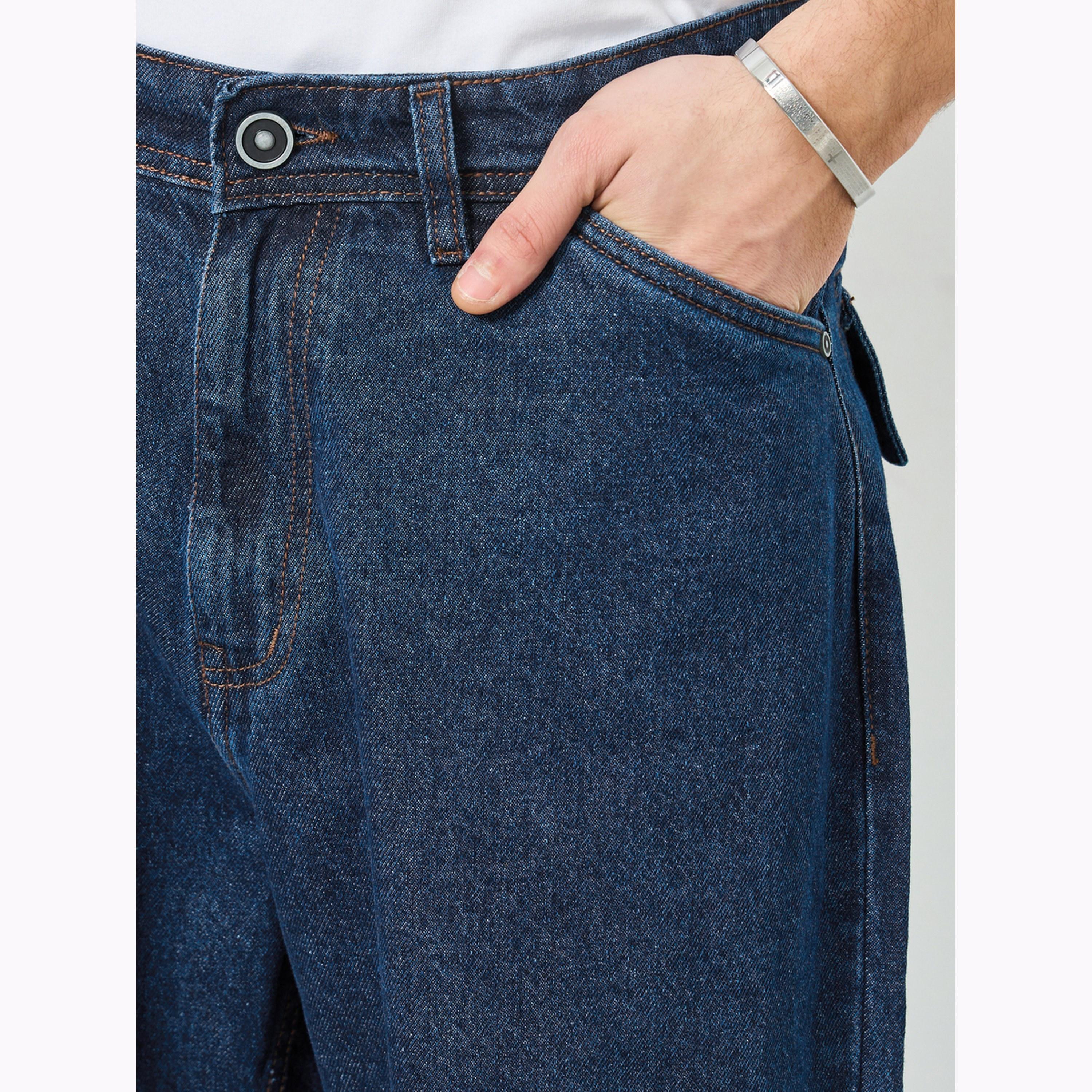 Styli Men Blue Clean Raw Loose Fit Jeans with Stitch Detail-men-clothing-bottoms-jeans-image-3