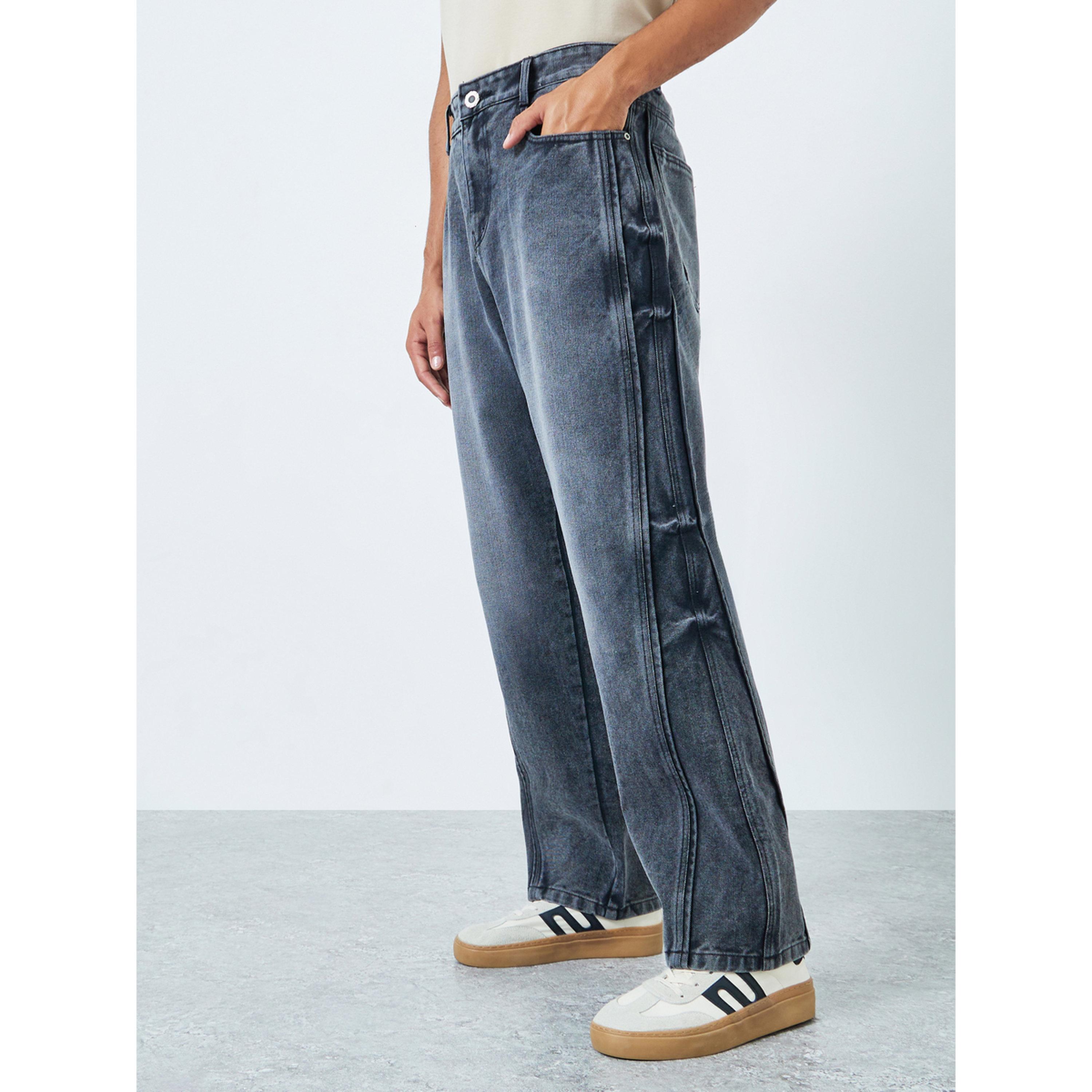 Styli Men Loose Fit Panelled Washed Jeans-men-clothing-bottoms-jeans-image-1
