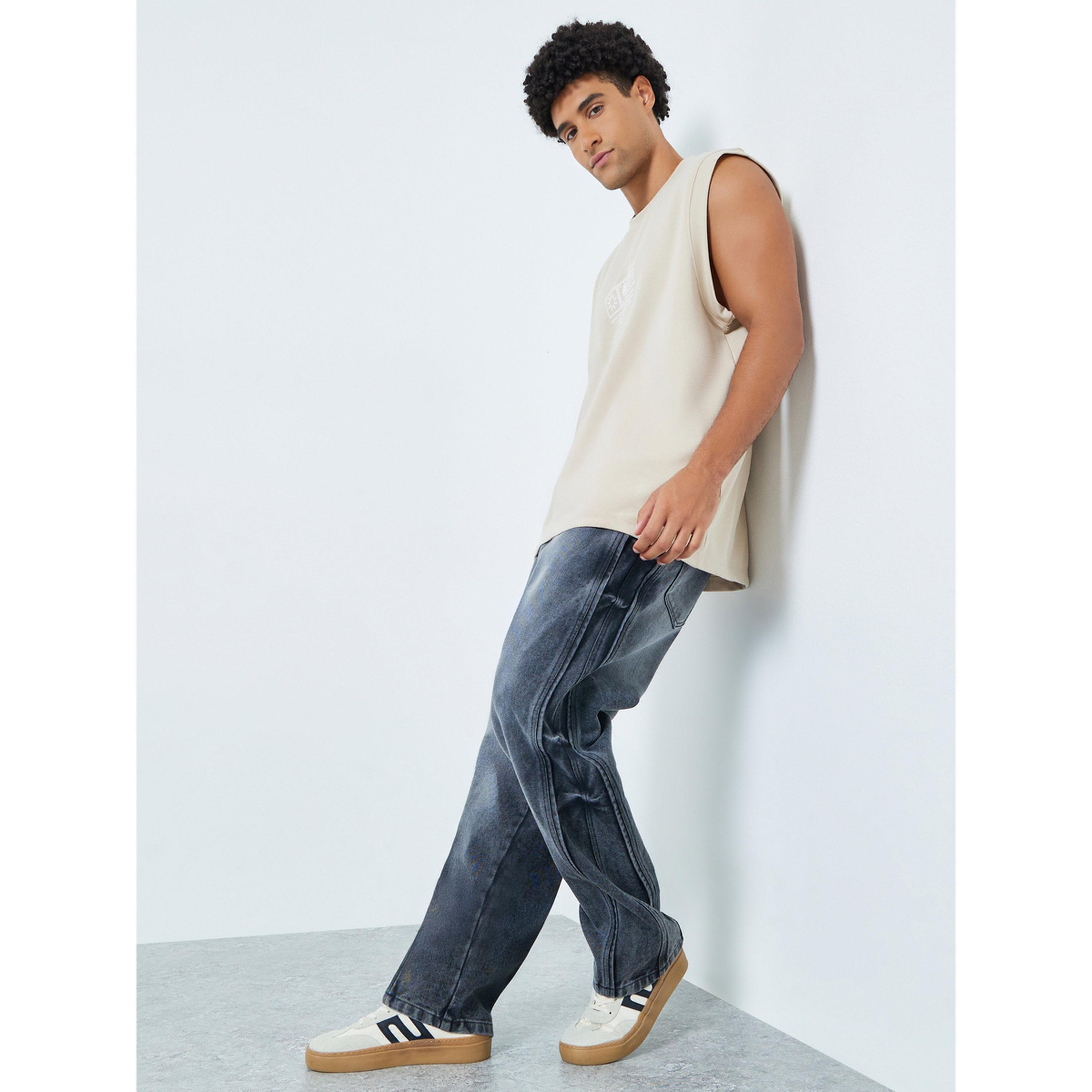 Styli Men Loose Fit Panelled Washed Jeans-men-clothing-bottoms-jeans-image-2
