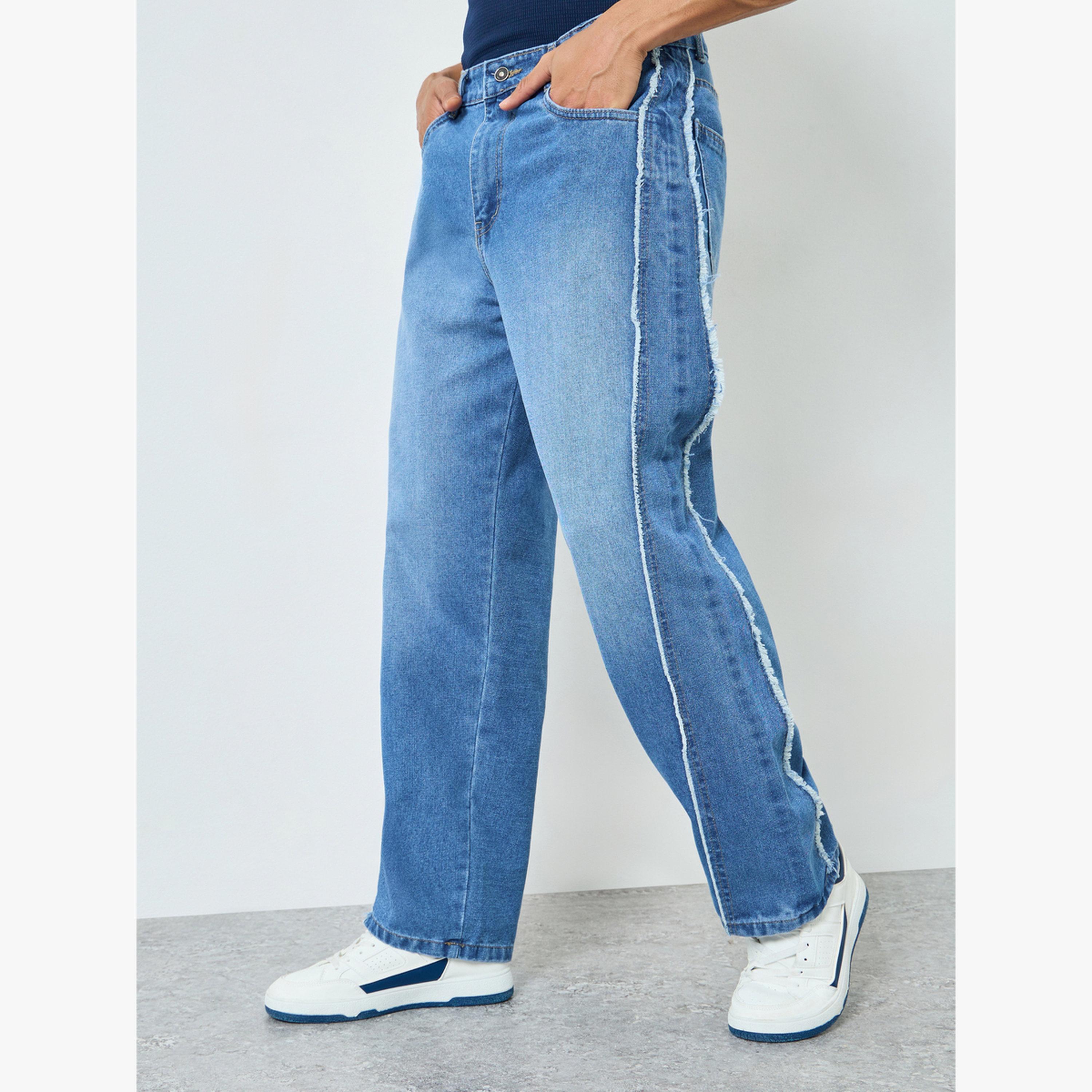 Styli Men Loose Fit Faded Jeans with Side Panel Detail-men-clothing-bottoms-jeans-image-1