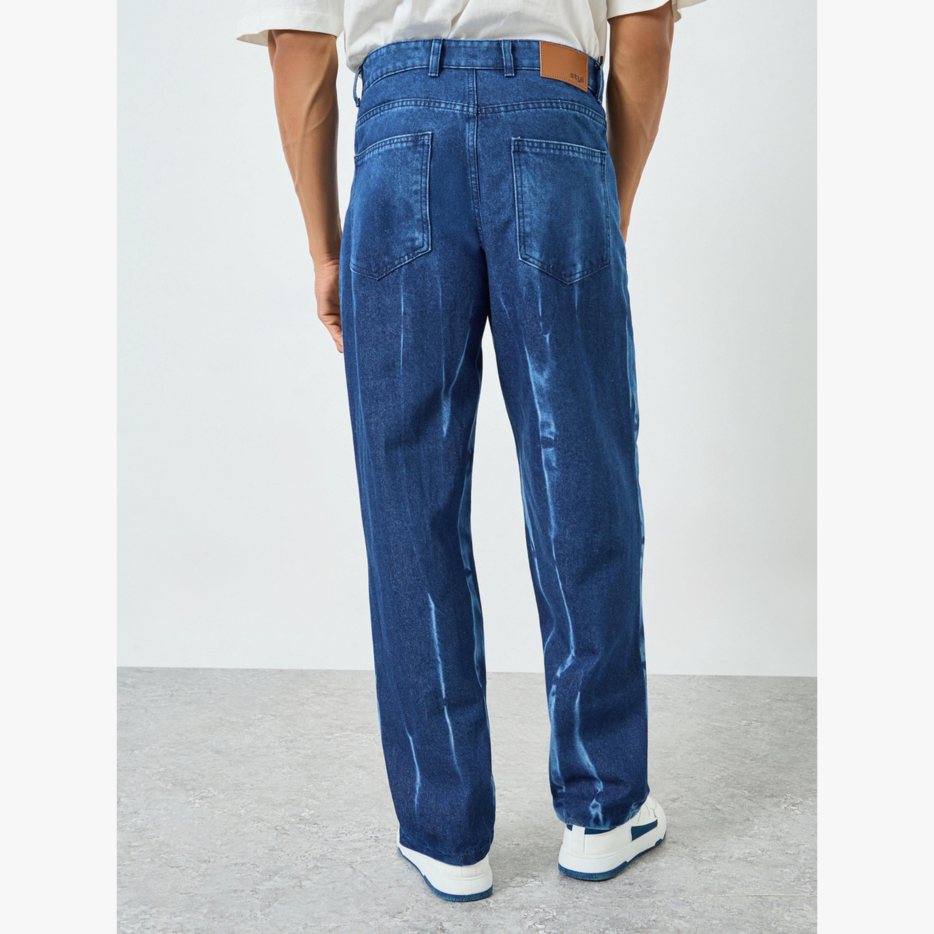 Styli Men Blue Loose Fit Washed Jeans-men-clothing-bottoms-jeans-image-4