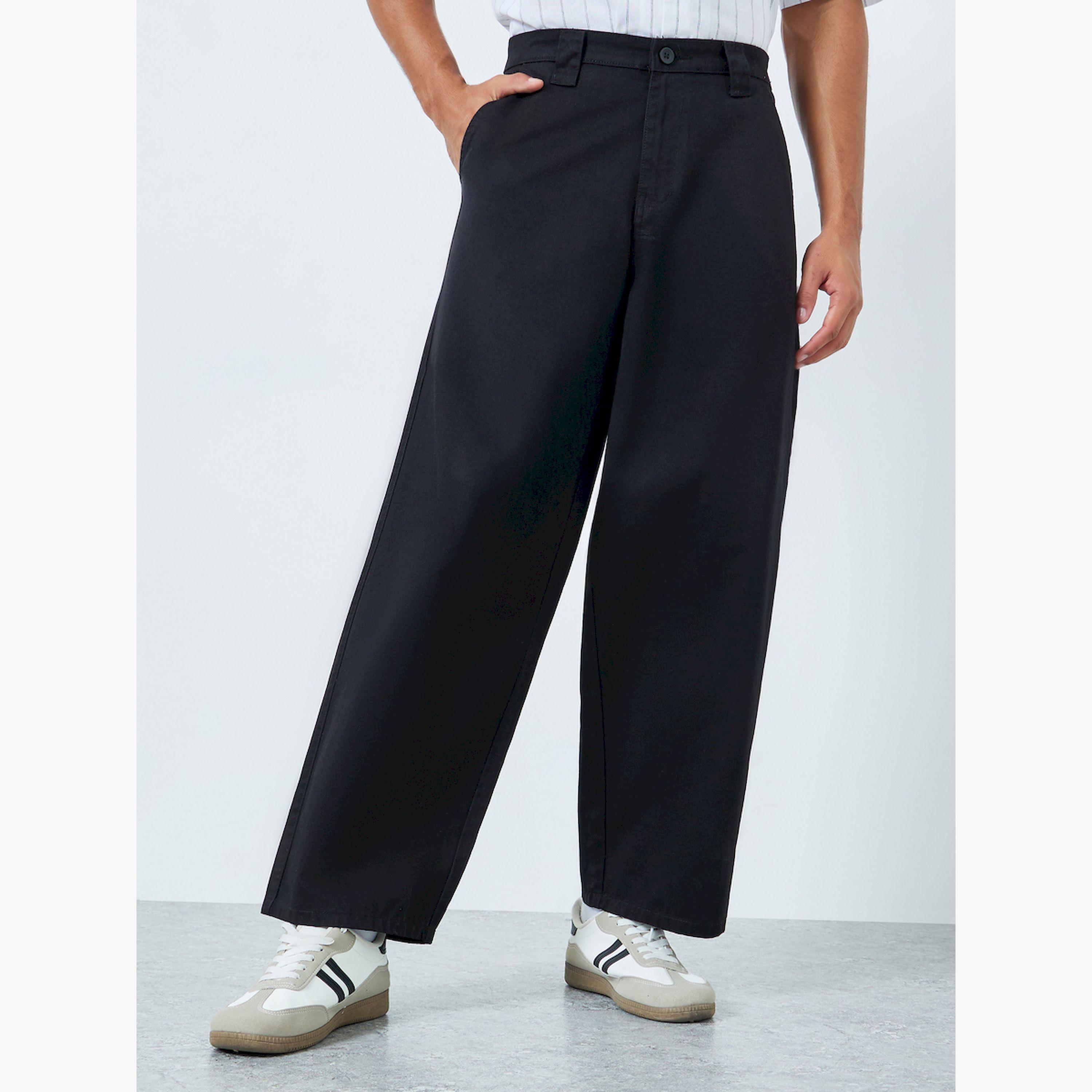 Styli Men Black Baggy Fit Pants-men-clothing-bottoms-trousersandchinos-trousers-image-1