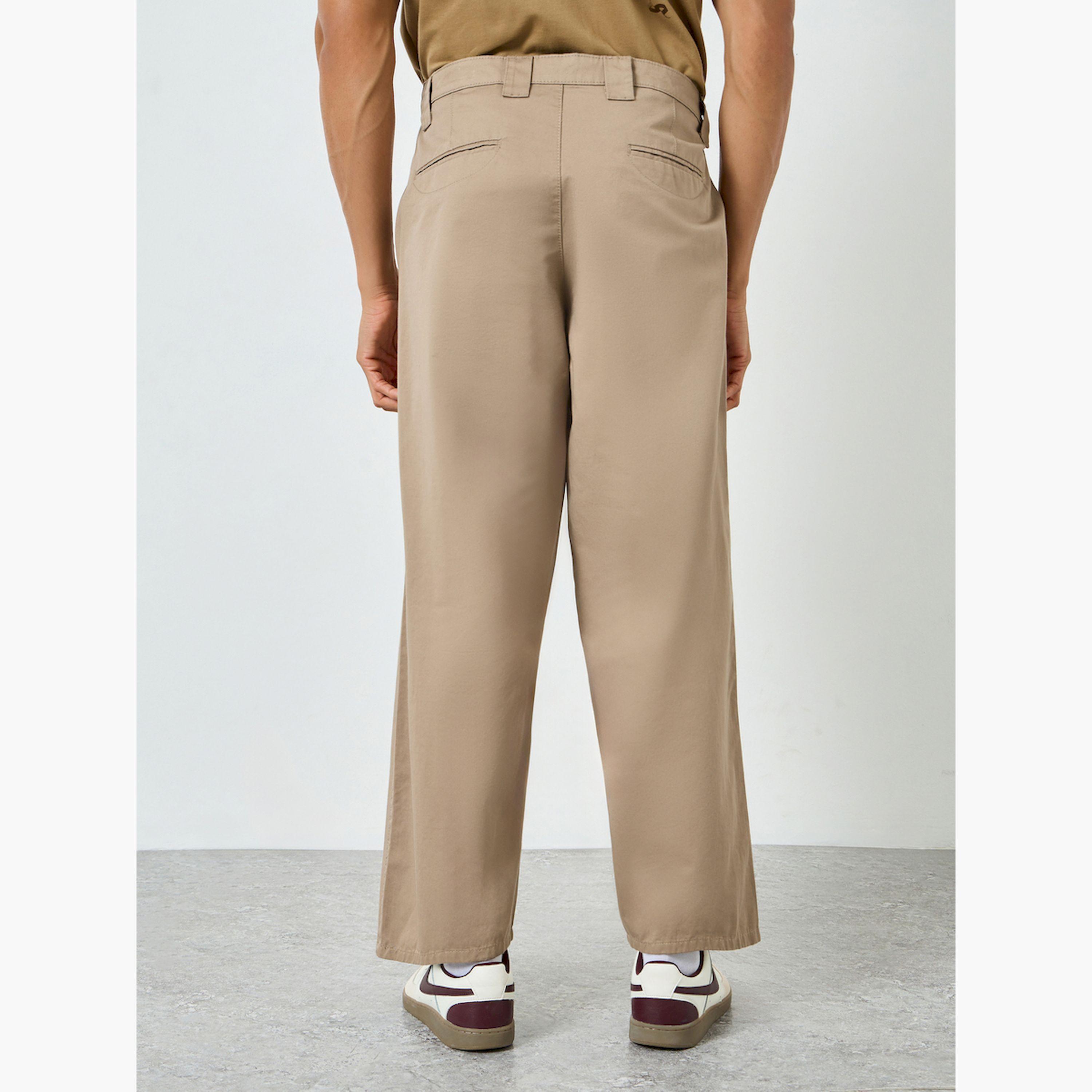 Styli Men Beige Baggy Fit Trousers-men-clothing-bottoms-trousersandchinos-trousers-image-4