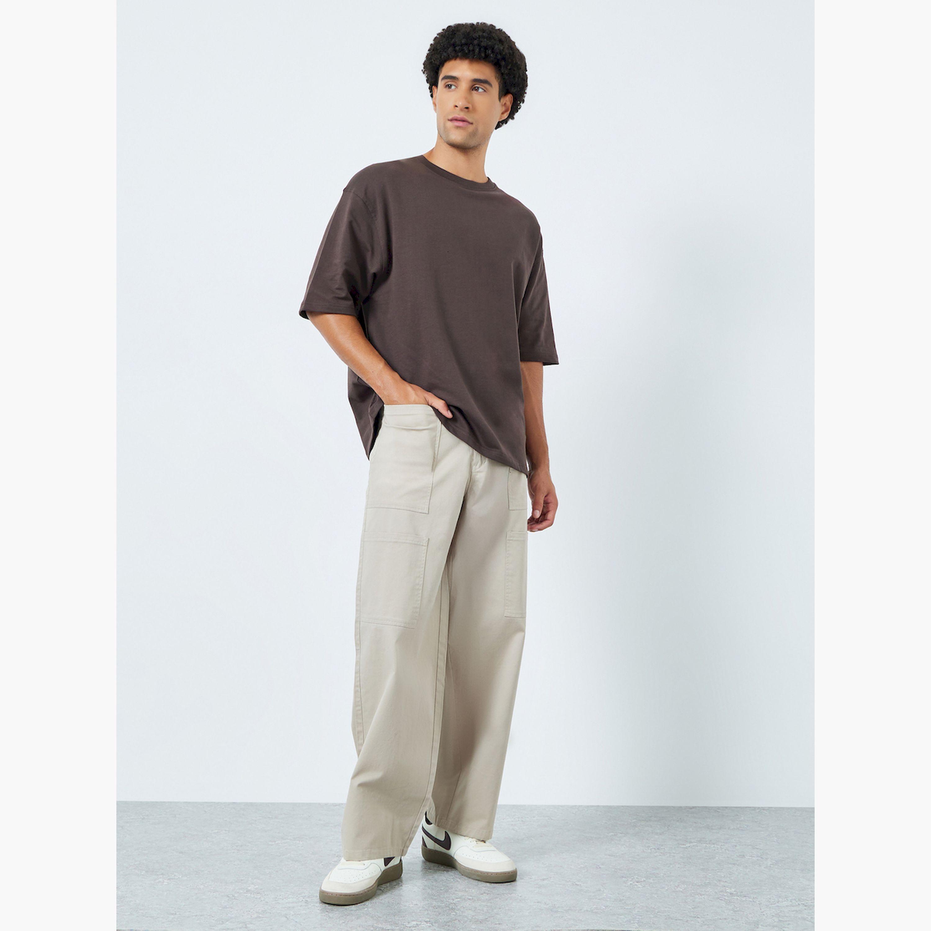 Styli Men Beige Baggy Fit Trousers with Cargo Pockets-men-clothing-bottoms-joggers-image-2
