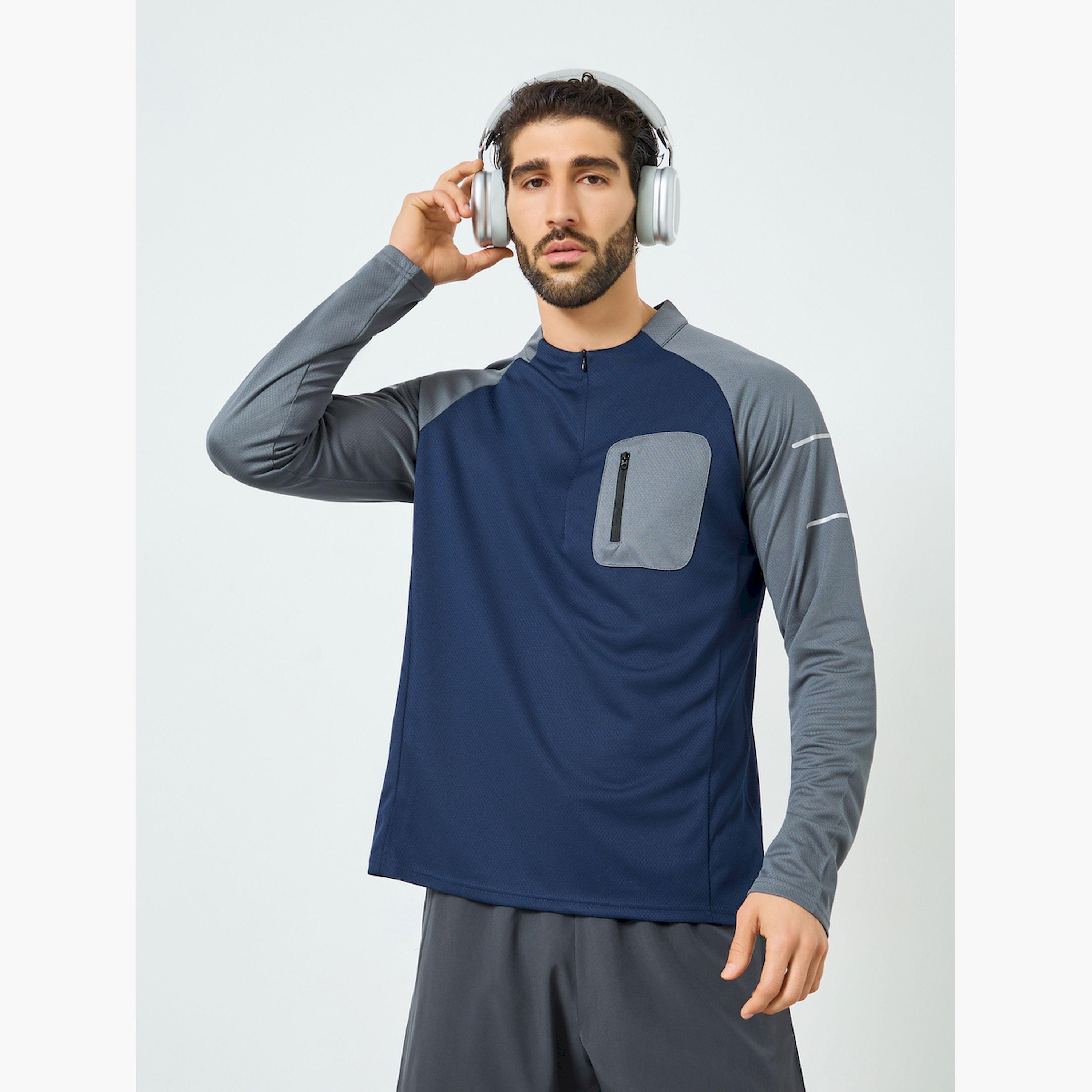 Styli Men Contrast Raglan Sleeve Utility Training Top-men-clothing-sportswearandactivewear-tshirtsandpolos-image-1
