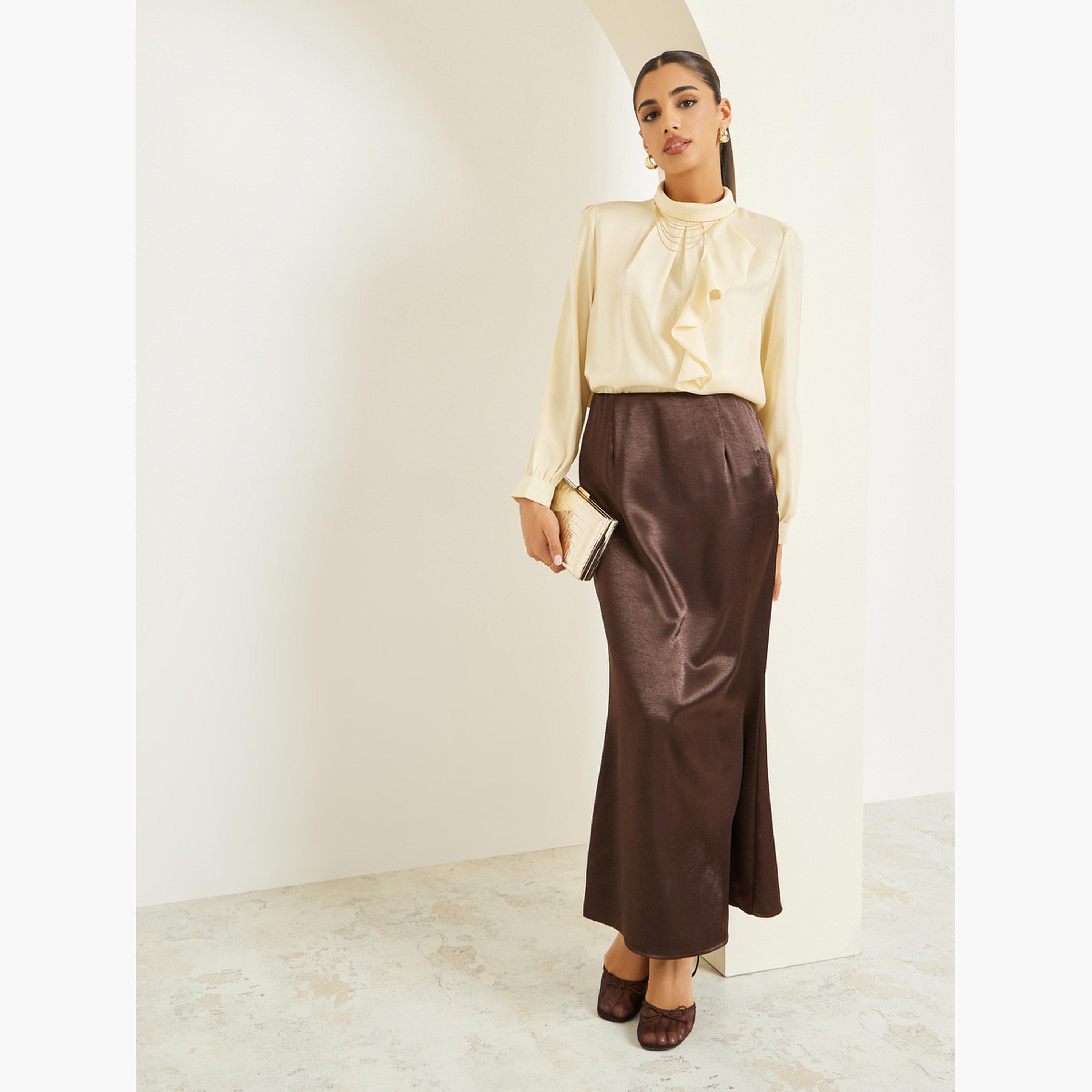 Styli Women Yellow Satin Embellished Blouse-women-clothing-shirtsandblouses-blouses-image-2