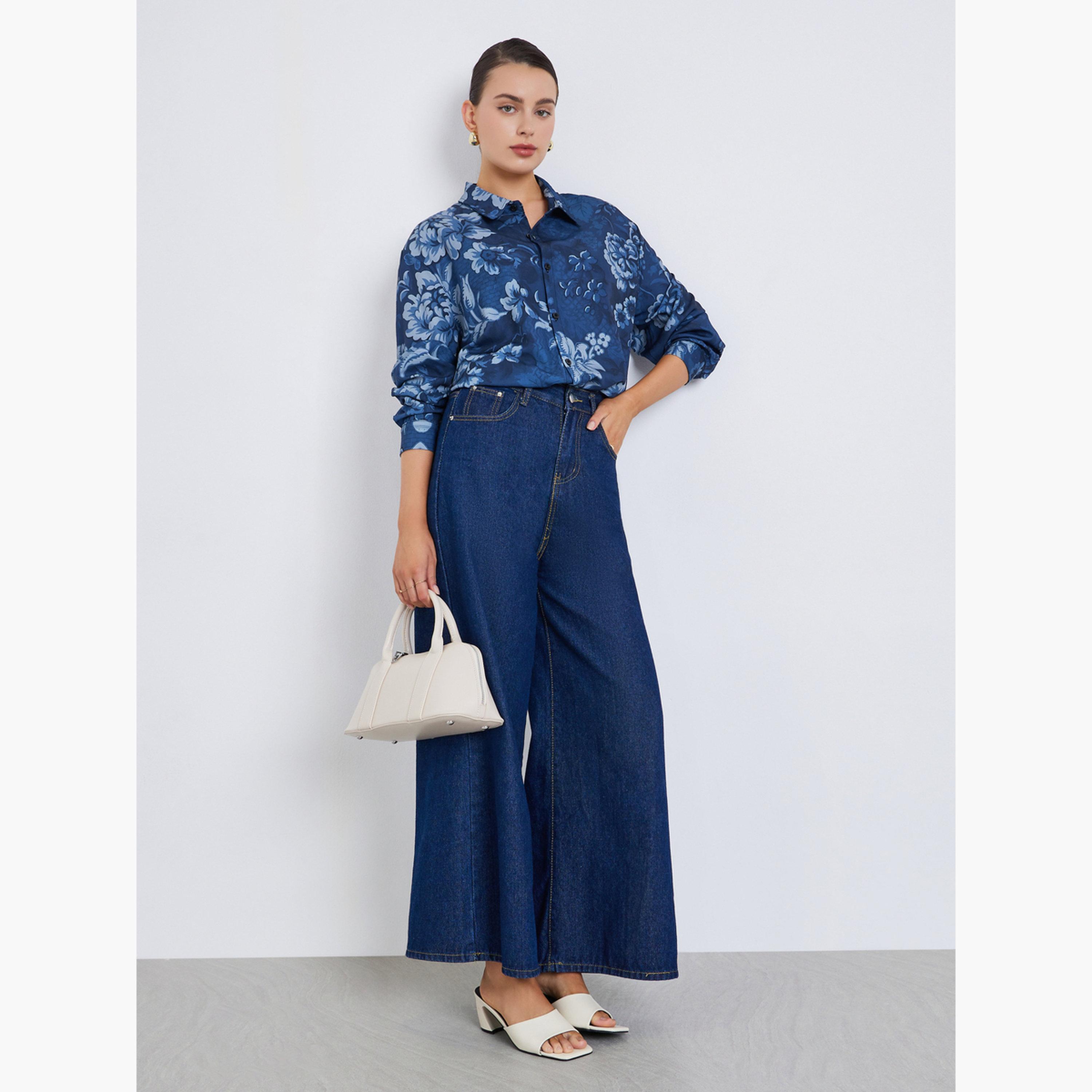 قميص بأكمام طويلة ونقشة زهور-women-clothing-shirtsandblouses-shirts-image-2