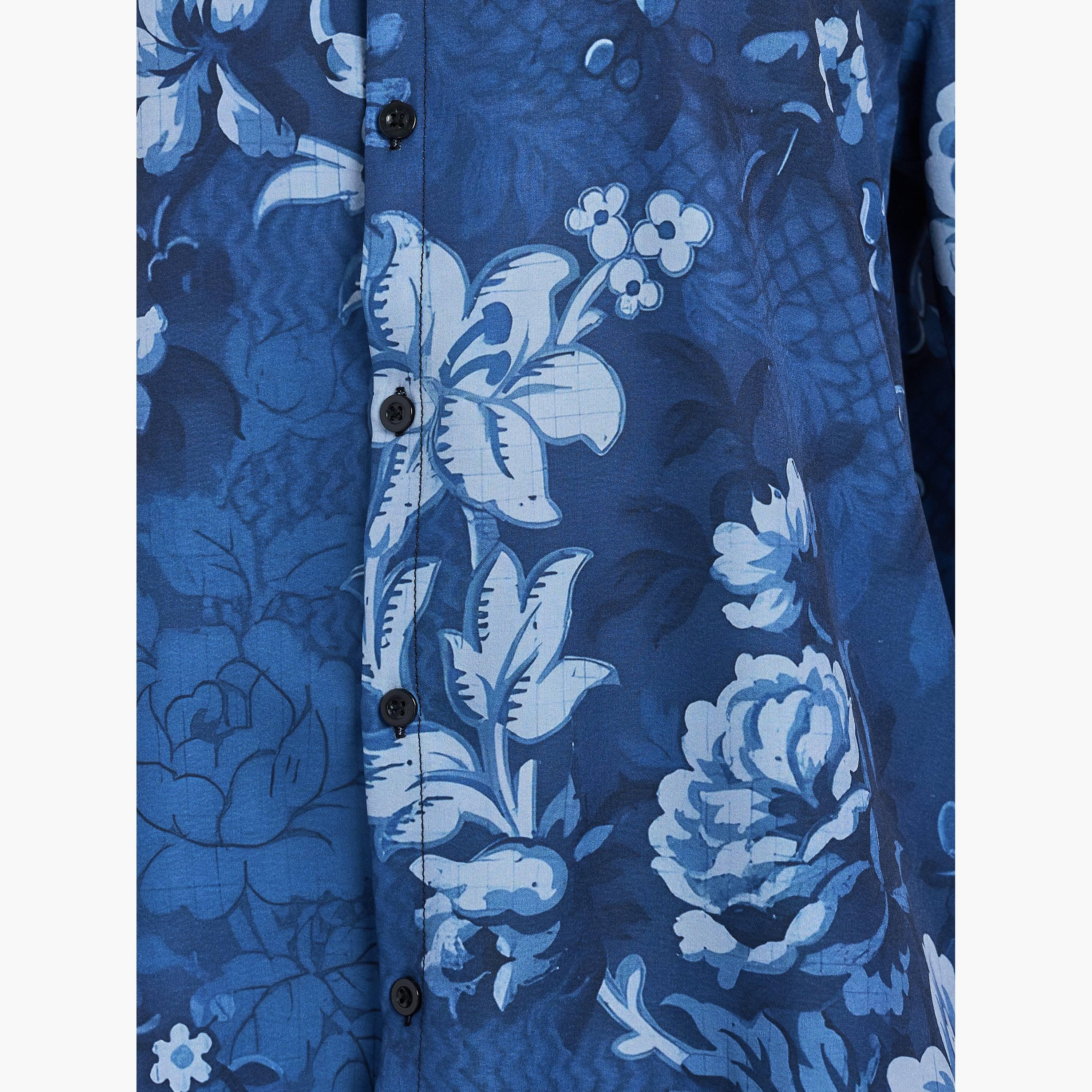 Styli Women Navy Floral Long Sleeve Shirt-women-clothing-shirtsandblouses-shirts-image-4