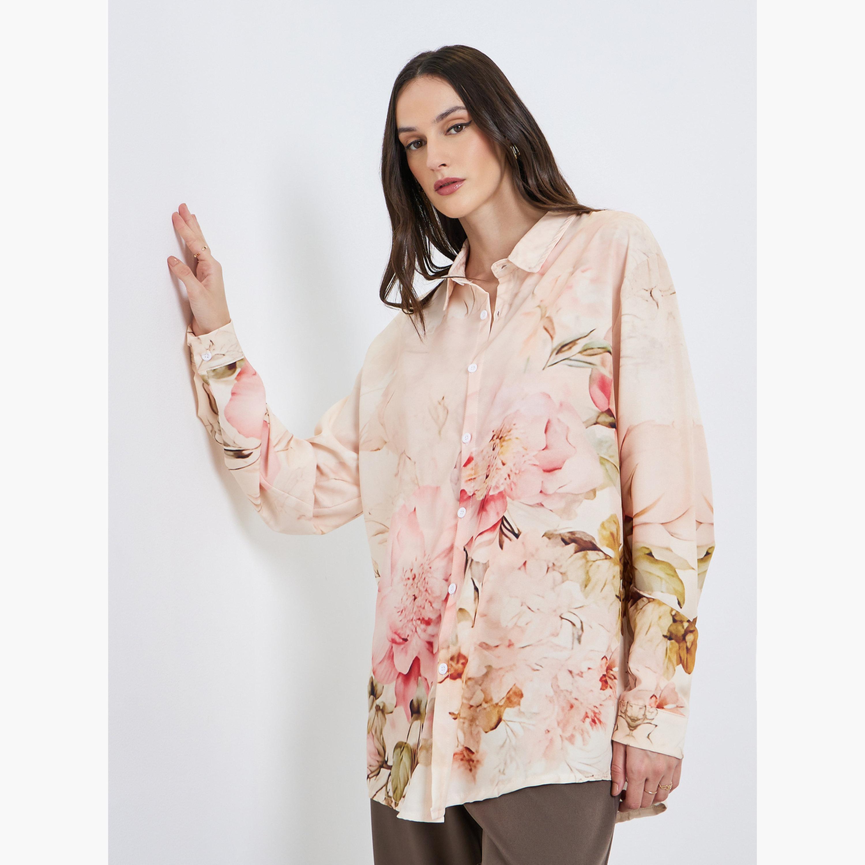 قميص بأكمام طويلة وطبعة زهور-women-clothing-shirtsandblouses-shirts-image-3