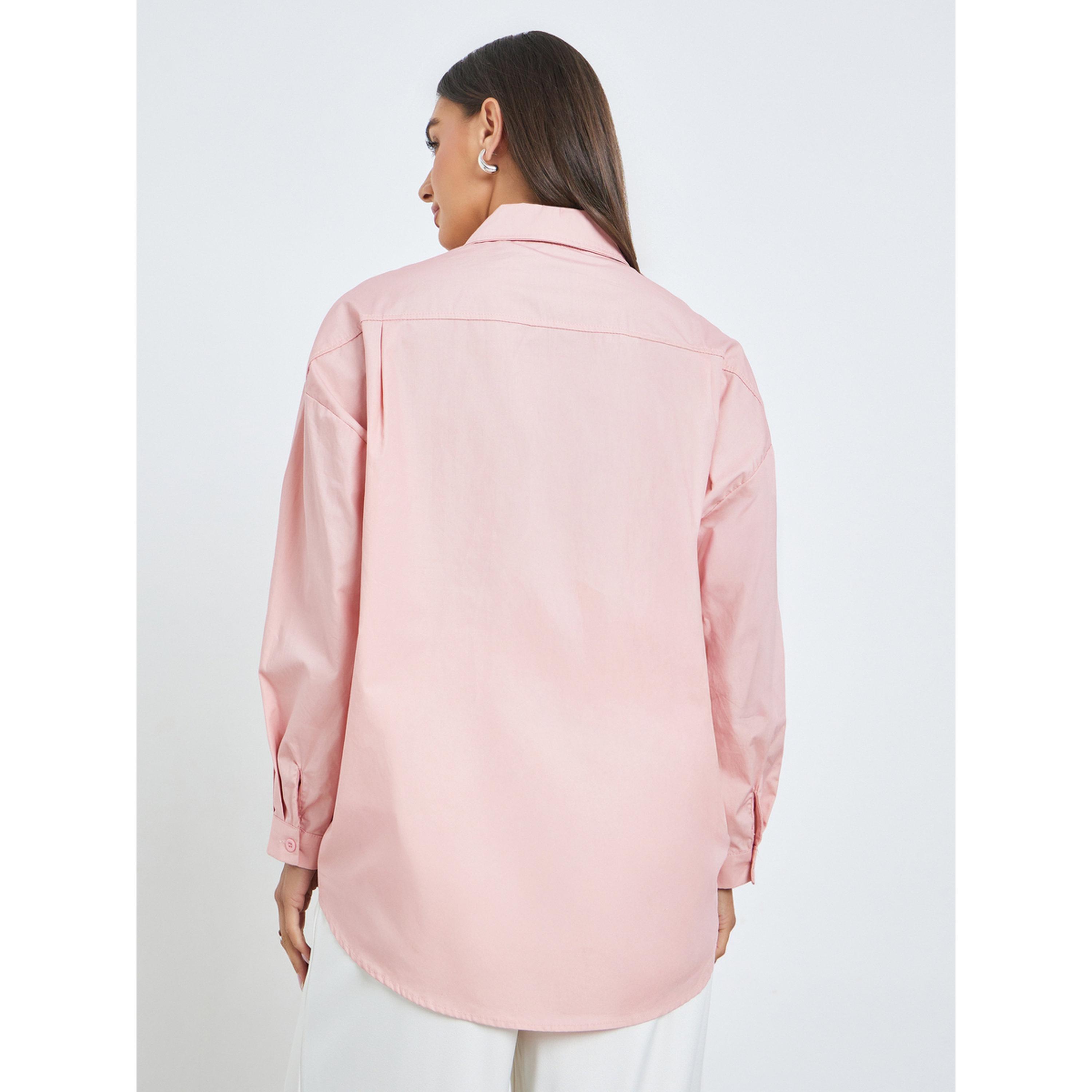 Styli Pink Pearl Embellished Relaxed Fit Shirt-women-clothing-shirtsandblouses-shirts-image-4