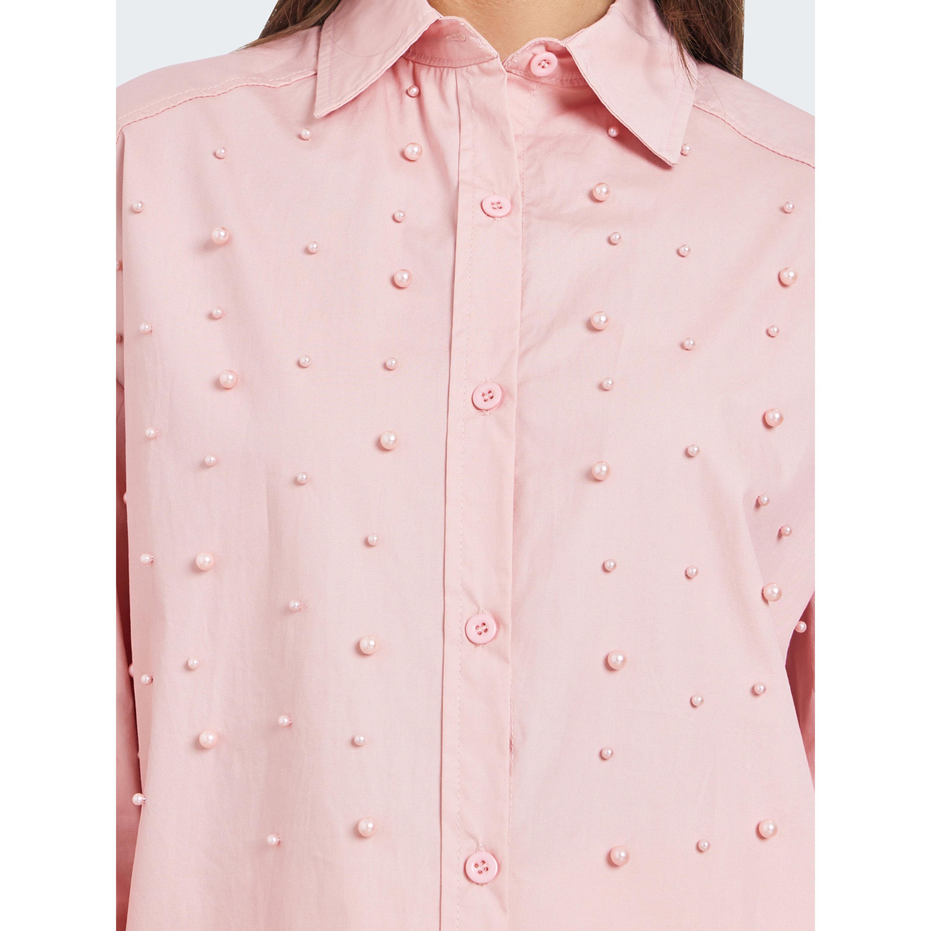 Styli Pink Pearl Embellished Relaxed Fit Shirt-women-clothing-shirtsandblouses-shirts-image-5