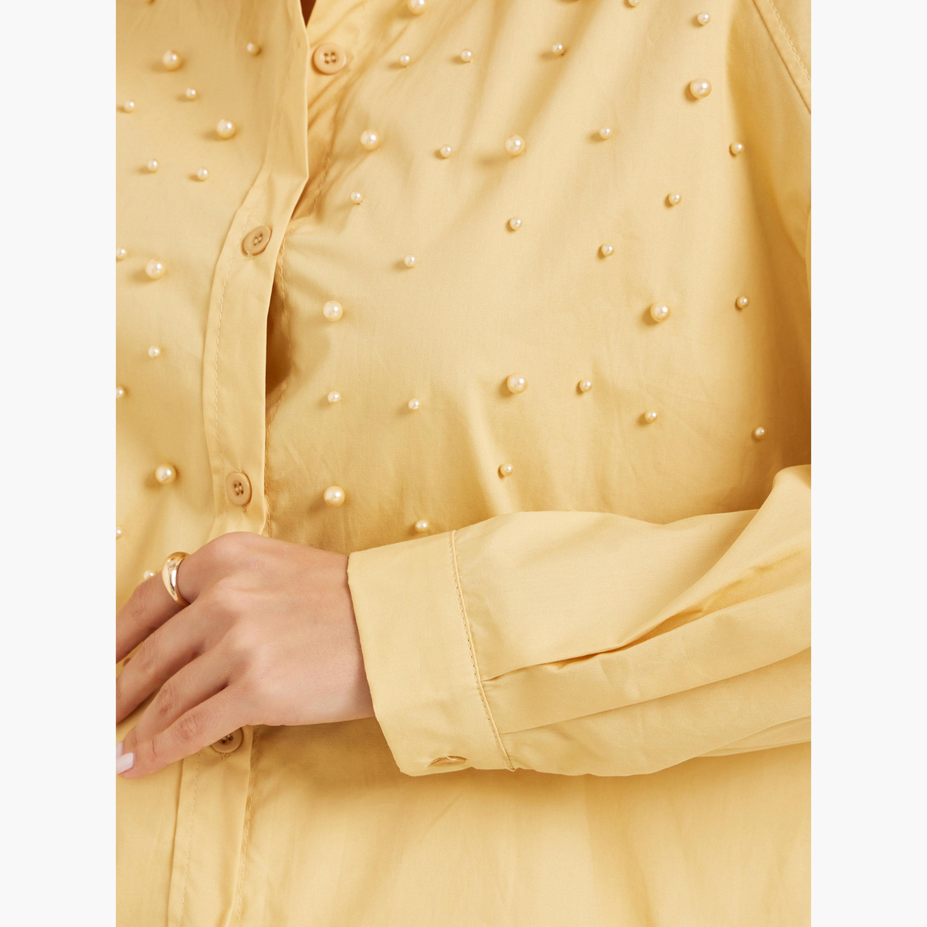 قميص أصفر مزين باللؤلؤ-women-clothing-shirtsandblouses-shirts-image-4