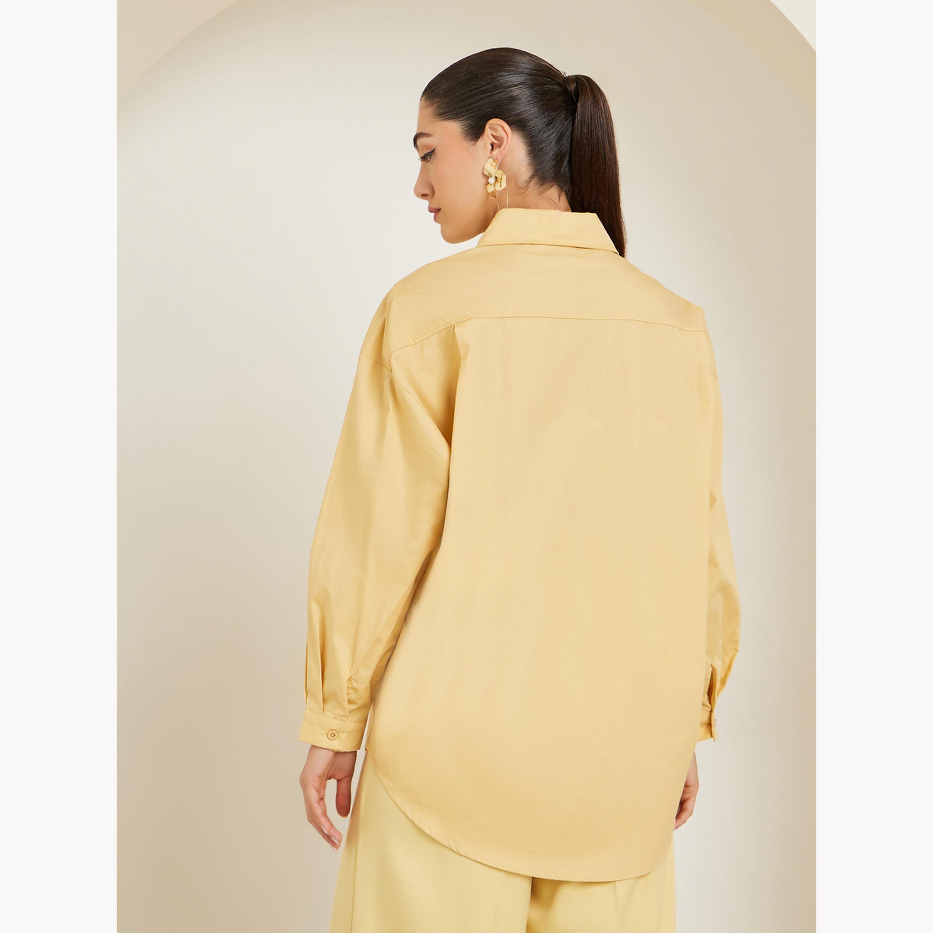 Styli Yellow Pearl Embellished Shirt-women-clothing-shirtsandblouses-shirts-image-5