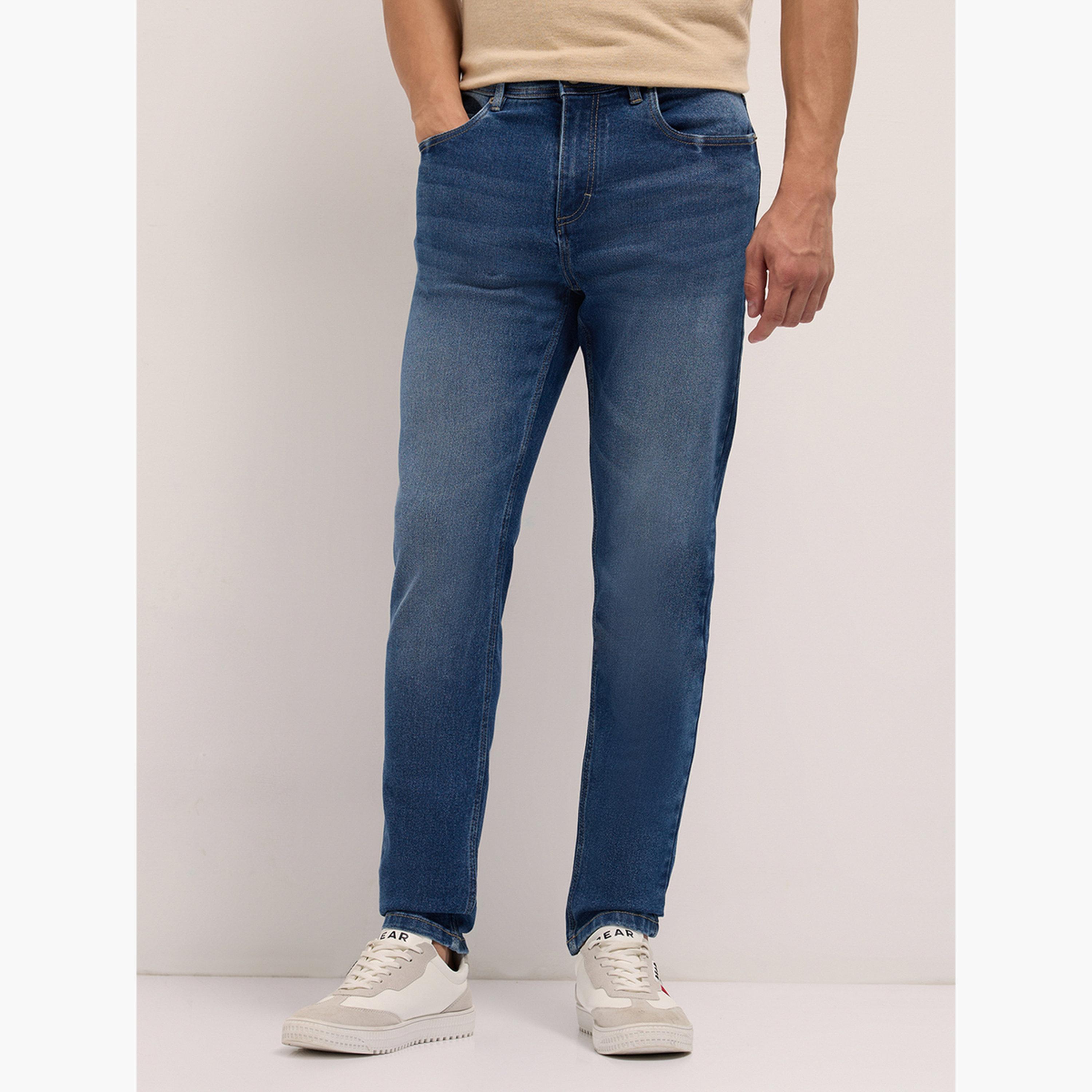جينز مزيج قطن بخصر متوسط وقصة ضيقة-men-clothing-bottoms-jeans-image-1