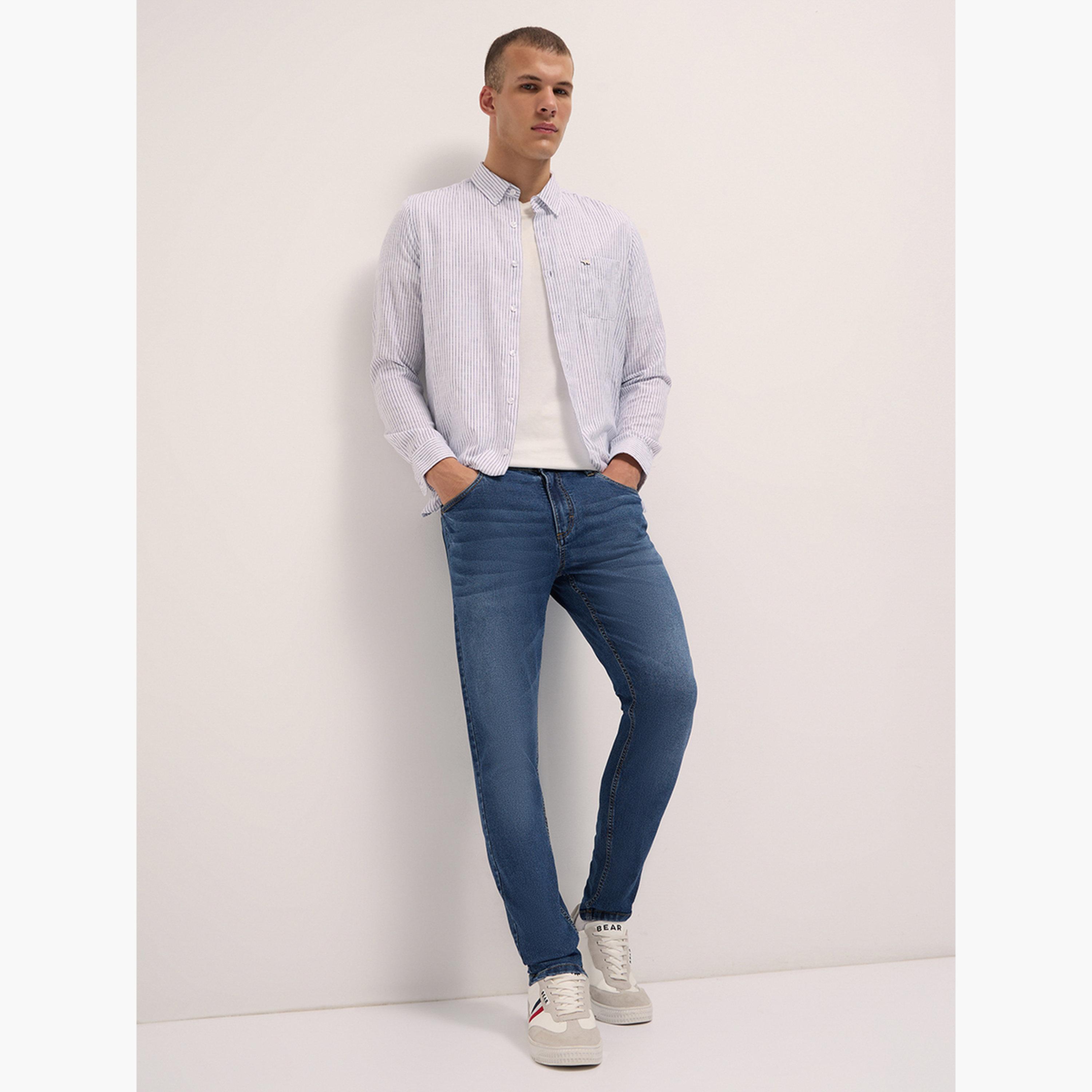 جينز مزيج قطن بخصر متوسط وقصة ضيقة جداً سكيني-men-clothing-bottoms-jeans-image-2
