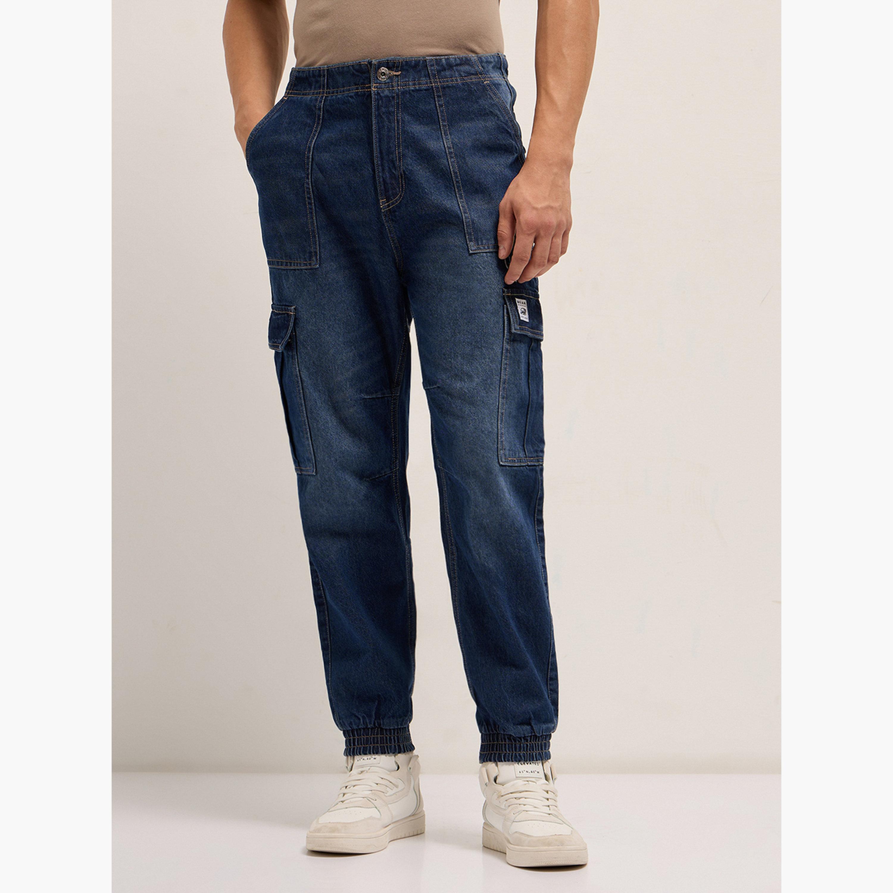 جينز كارجو بخصر متوسط وقصة واسعة باغي-men-clothing-bottoms-jeans-image-1