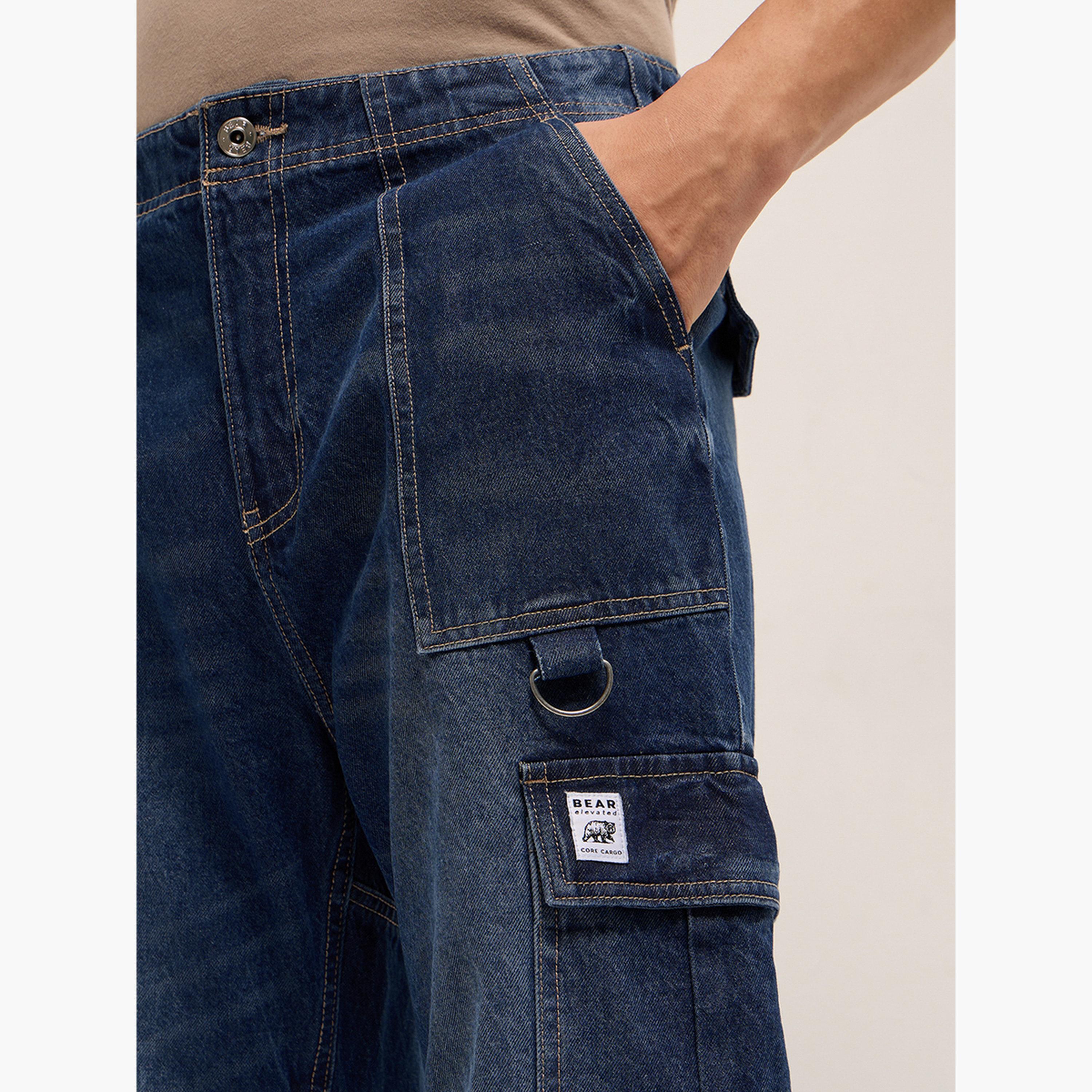 جينز كارجو بخصر متوسط وقصة واسعة باغي-men-clothing-bottoms-jeans-image-3