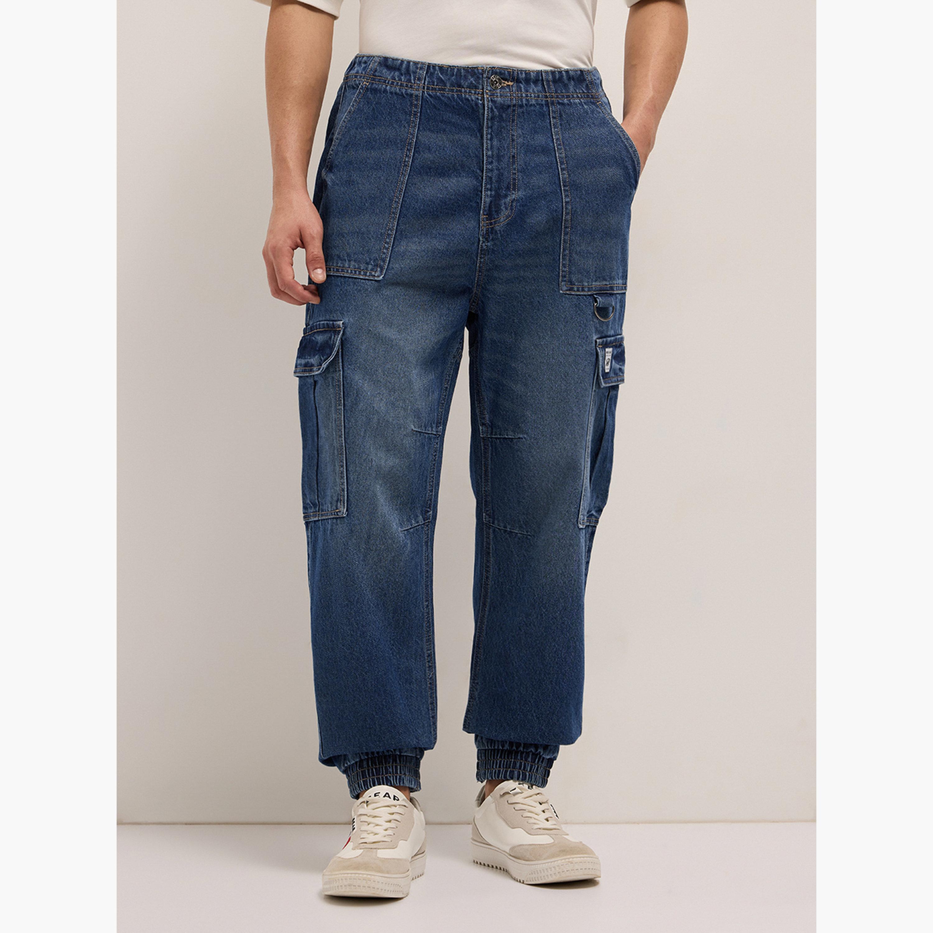 ذا بير هاوس × ستايلي - بنطلون جينز رجالي متوسط ​​الارتفاع بقصة فضفاضة-men-clothing-bottoms-jeans-image-1