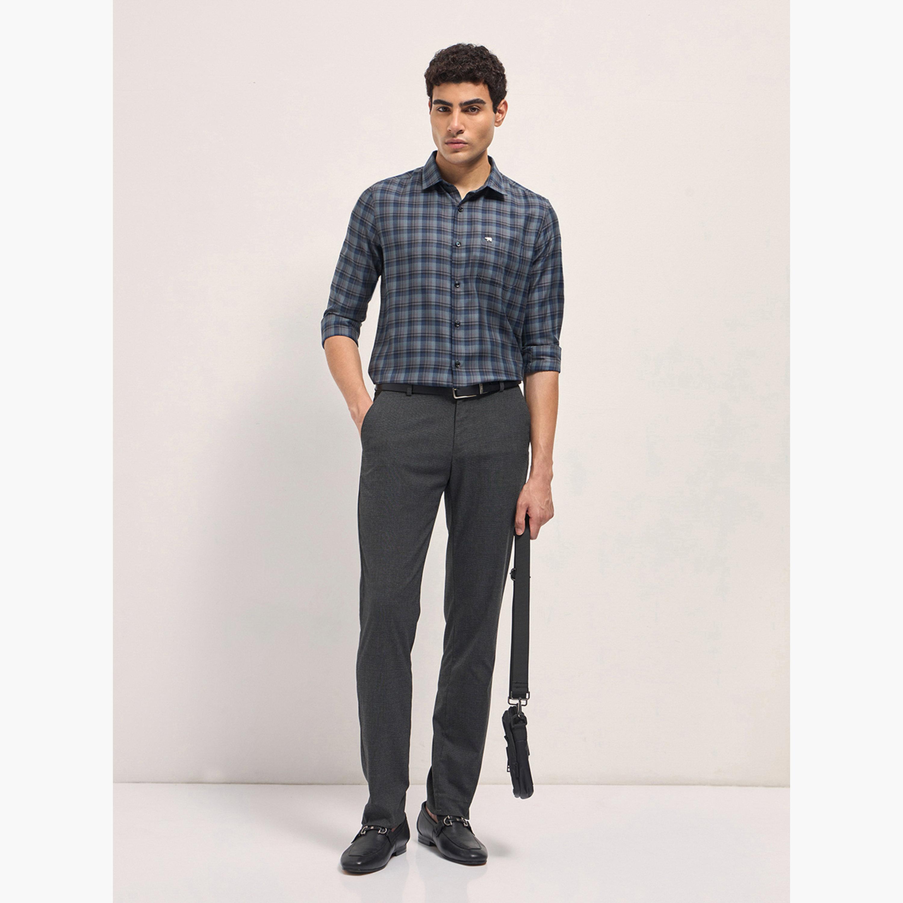 The Bear House X Styli Men's Cotton Checked Tailored Fit Formal Shirt-men-clothing-shirts-image-3