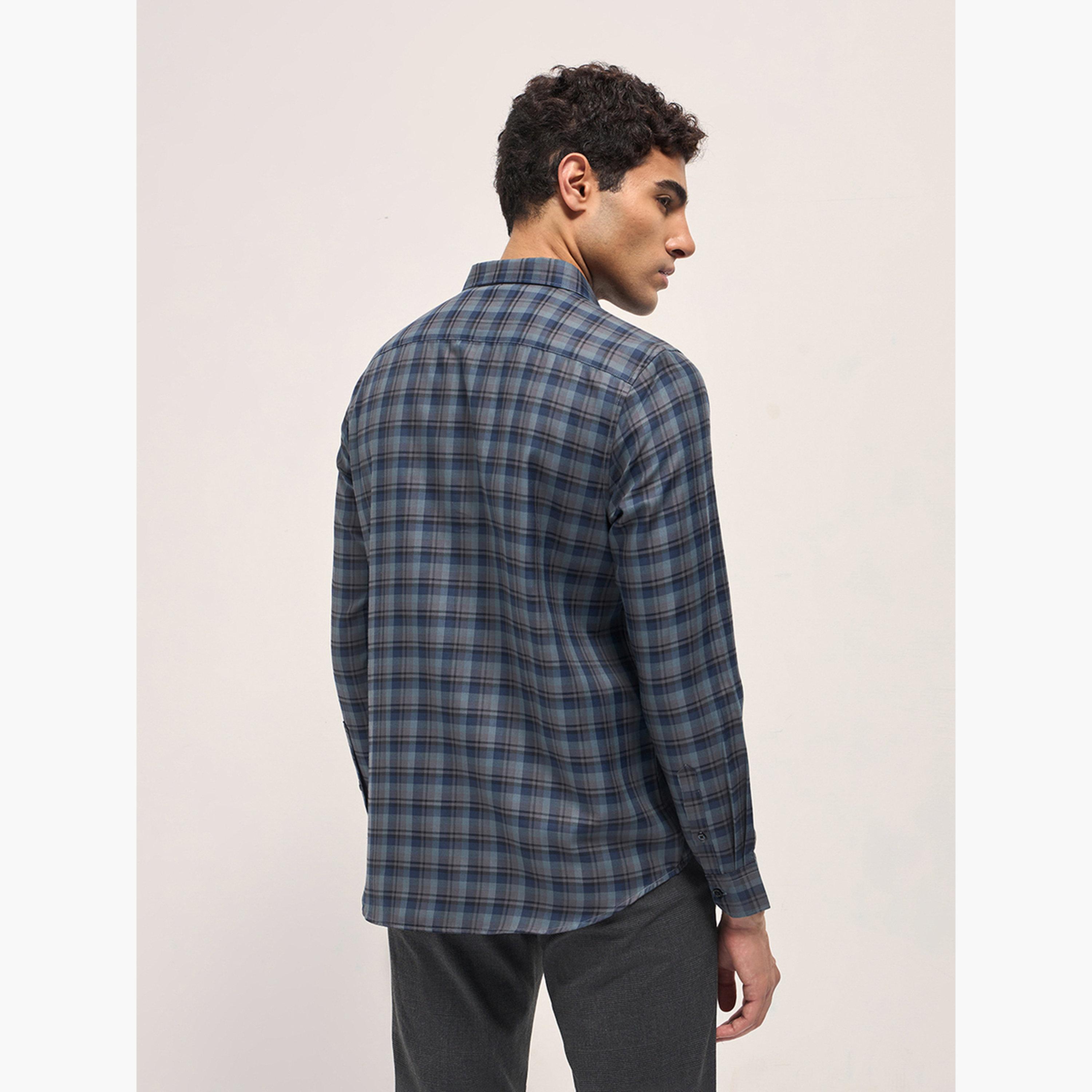 The Bear House X Styli Men's Cotton Checked Tailored Fit Formal Shirt-men-clothing-shirts-image-6