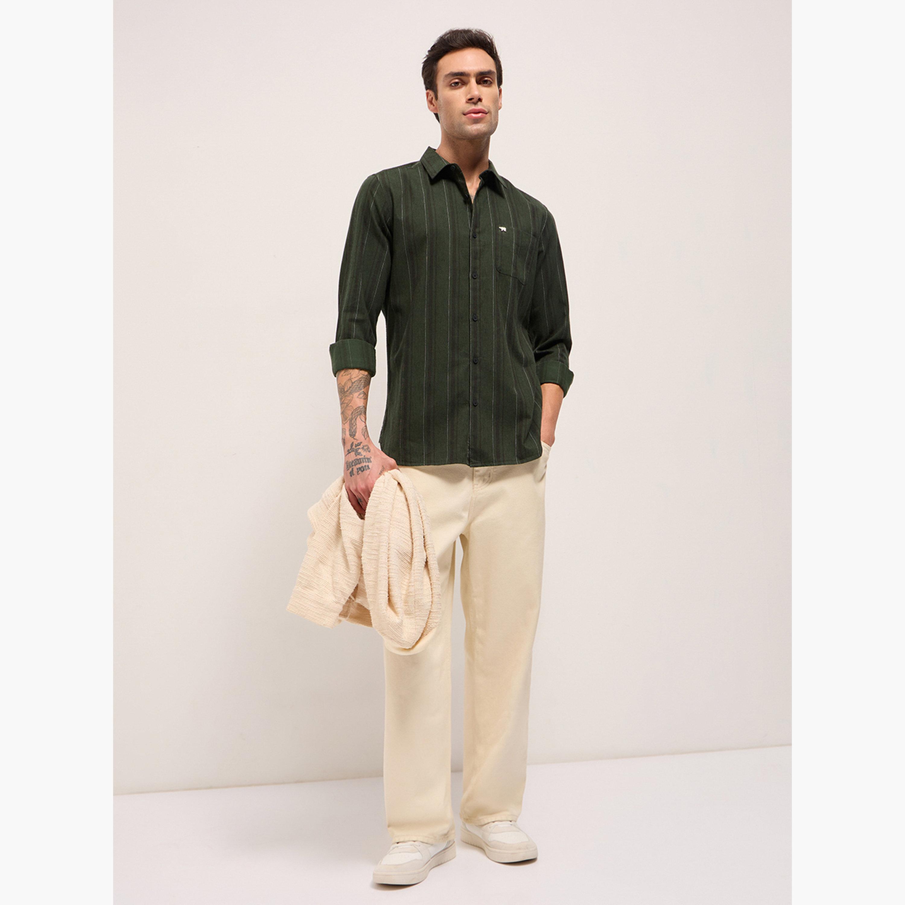 ذا بير هاوس × ستايلي - قميص رجالي كاجوال بقصة ضيقة من القطن الخالص-men-clothing-shirts-image-2