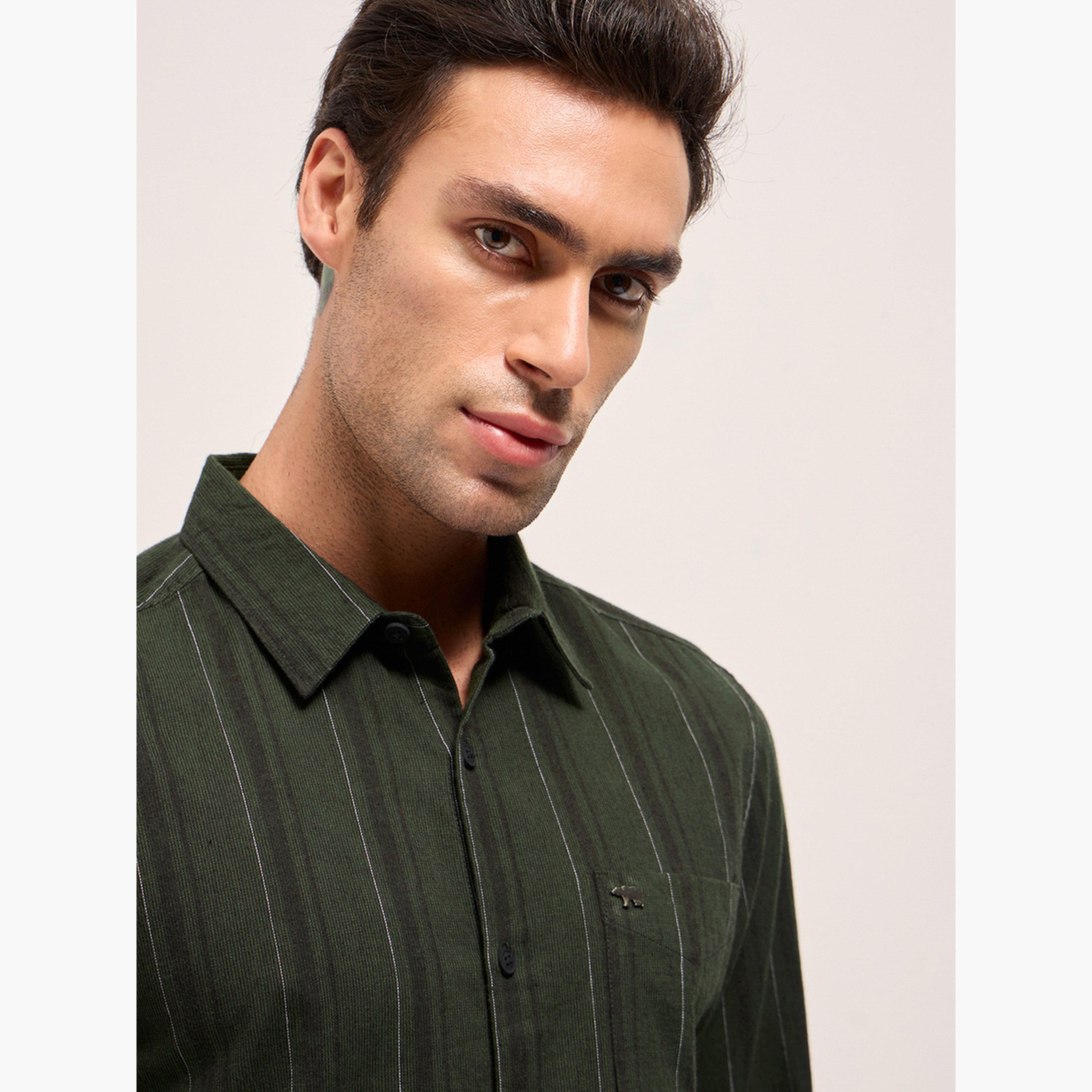 ذا بير هاوس × ستايلي - قميص رجالي كاجوال بقصة ضيقة من القطن الخالص-men-clothing-shirts-image-3