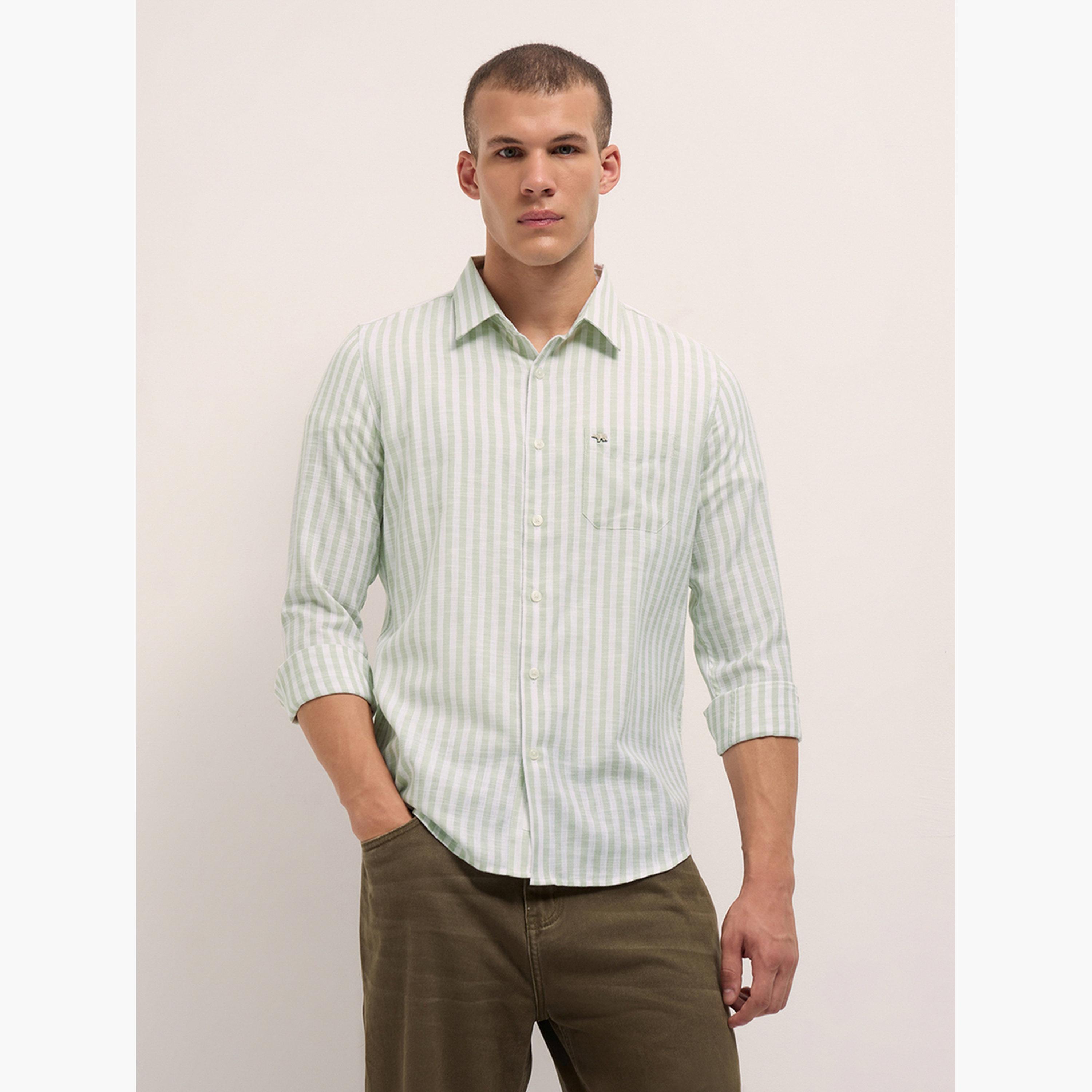 The Bear House X Styli Men's Pure Cotton Striped Slim Fit Shirt-men-clothing-shirts-image-1