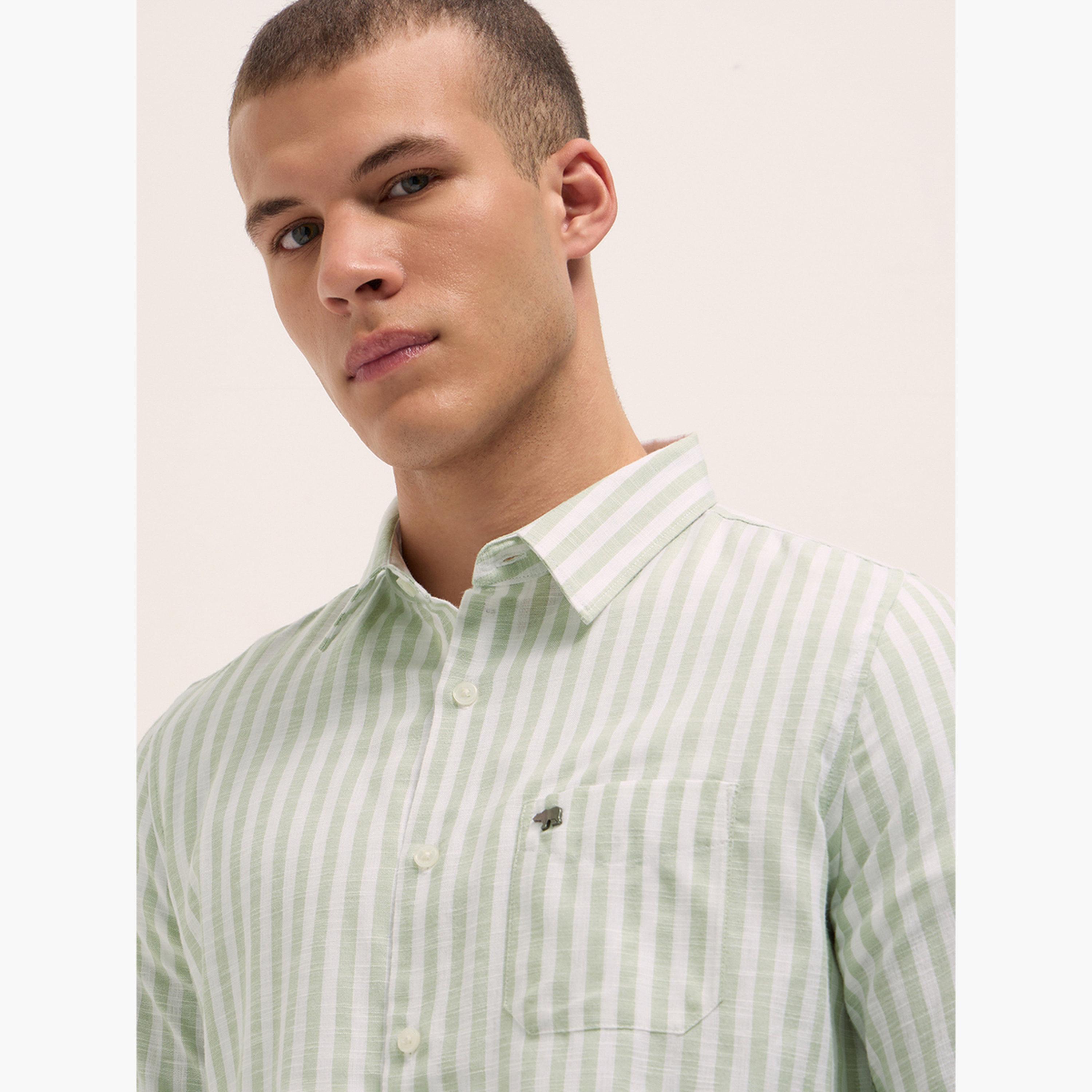 The Bear House X Styli Men's Pure Cotton Striped Slim Fit Shirt-men-clothing-shirts-image-2