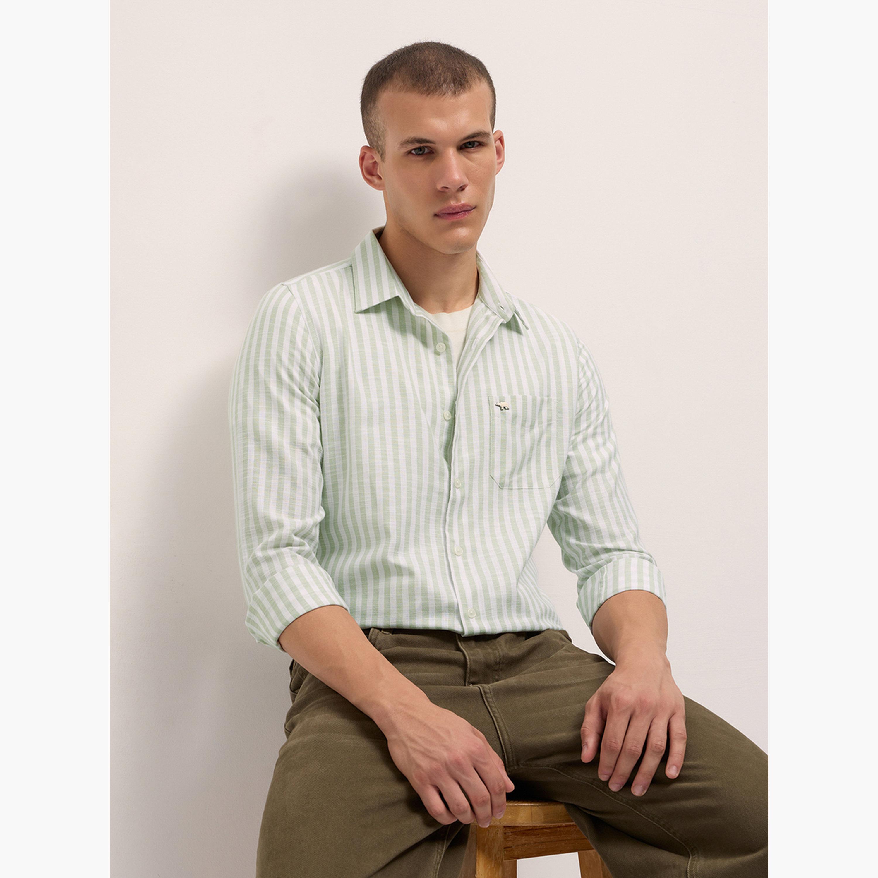 The Bear House X Styli Men's Pure Cotton Striped Slim Fit Shirt-men-clothing-shirts-image-5