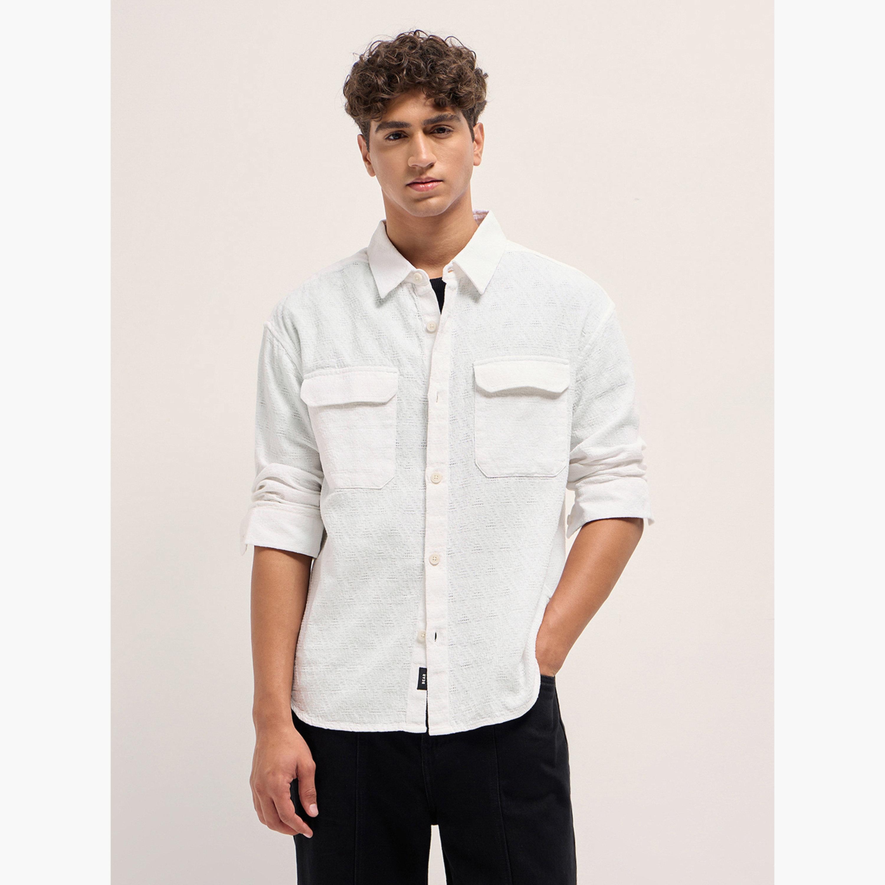 ذا بير هاوس × ستايلي - قميص رجالي فضفاض من القطن المنسوج ذاتيًا-men-clothing-shirts-image-1