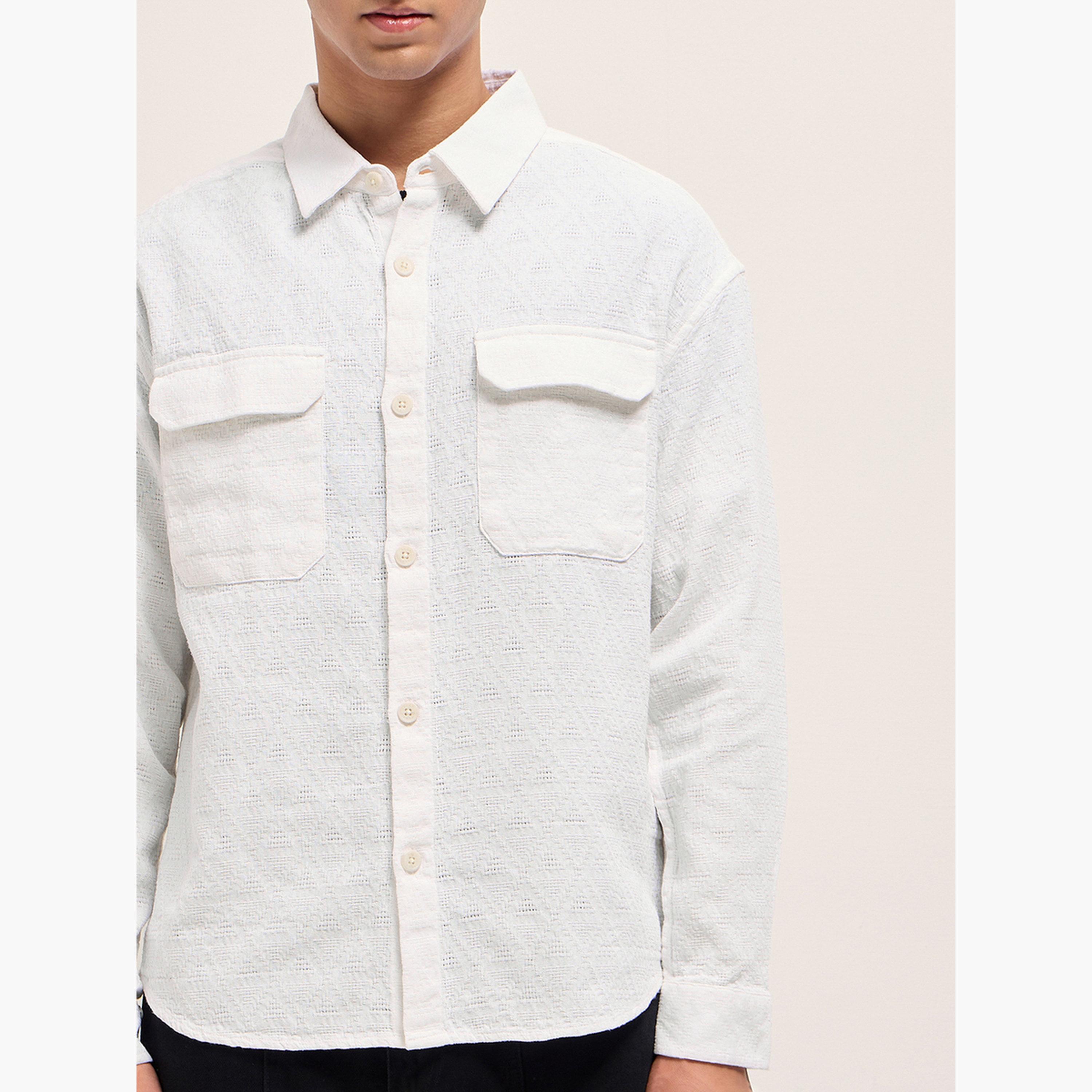ذا بير هاوس × ستايلي - قميص رجالي فضفاض من القطن المنسوج ذاتيًا-men-clothing-shirts-image-4