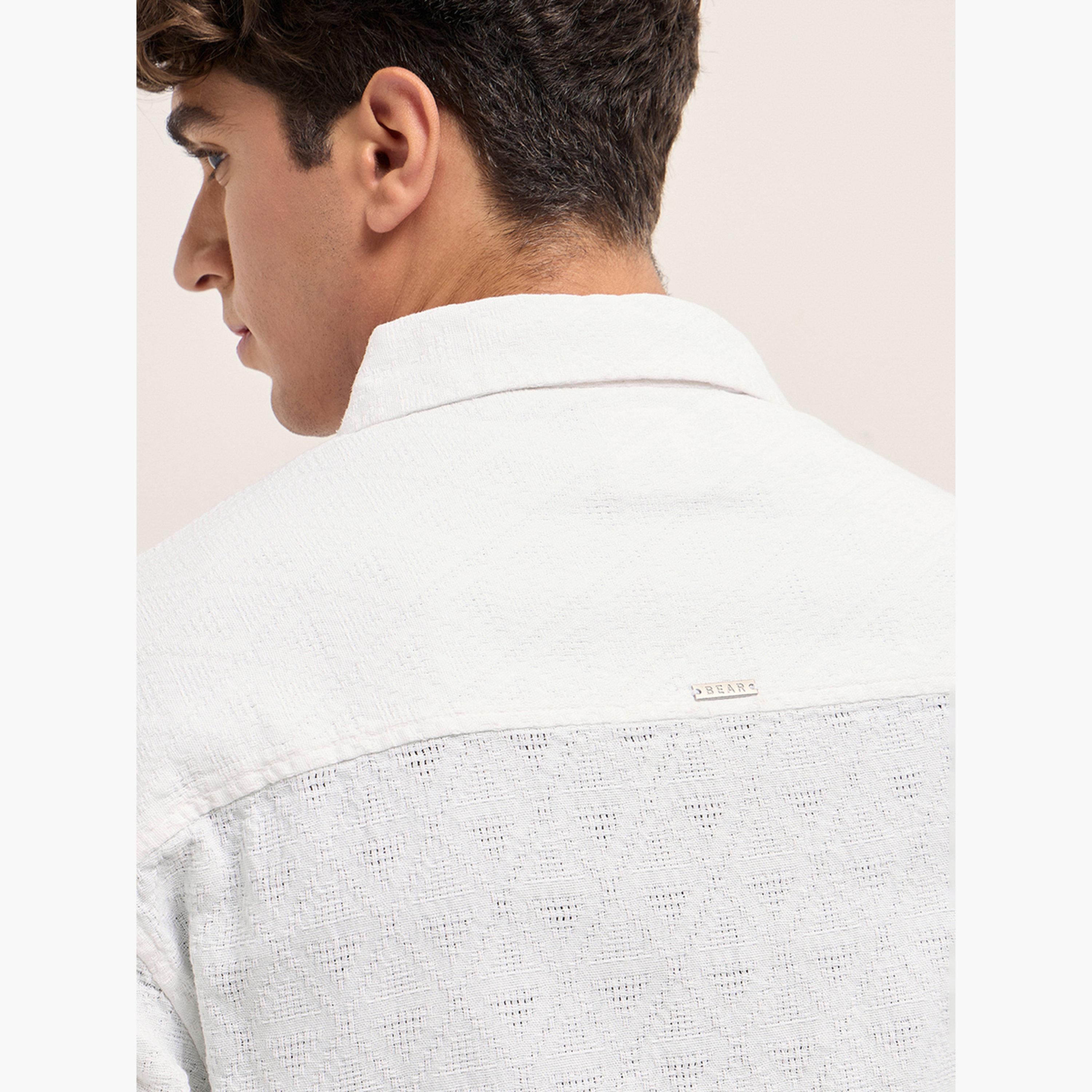 ذا بير هاوس × ستايلي - قميص رجالي فضفاض من القطن المنسوج ذاتيًا-men-clothing-shirts-image-5