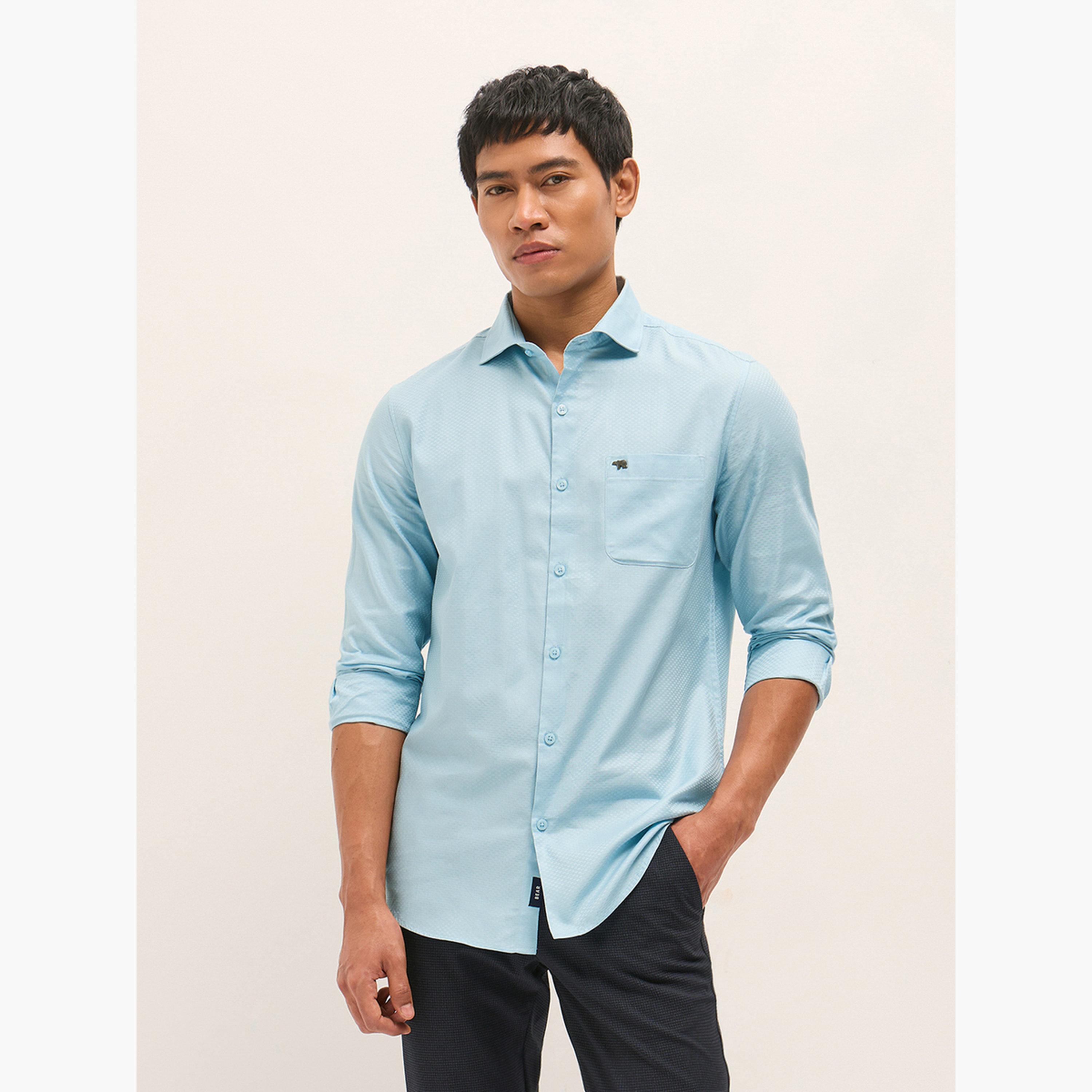 ذا بير هاوس × ستايلي - قميص رجالي رسمي تصميم منسوج قصة محددة-men-clothing-shirts-image-1
